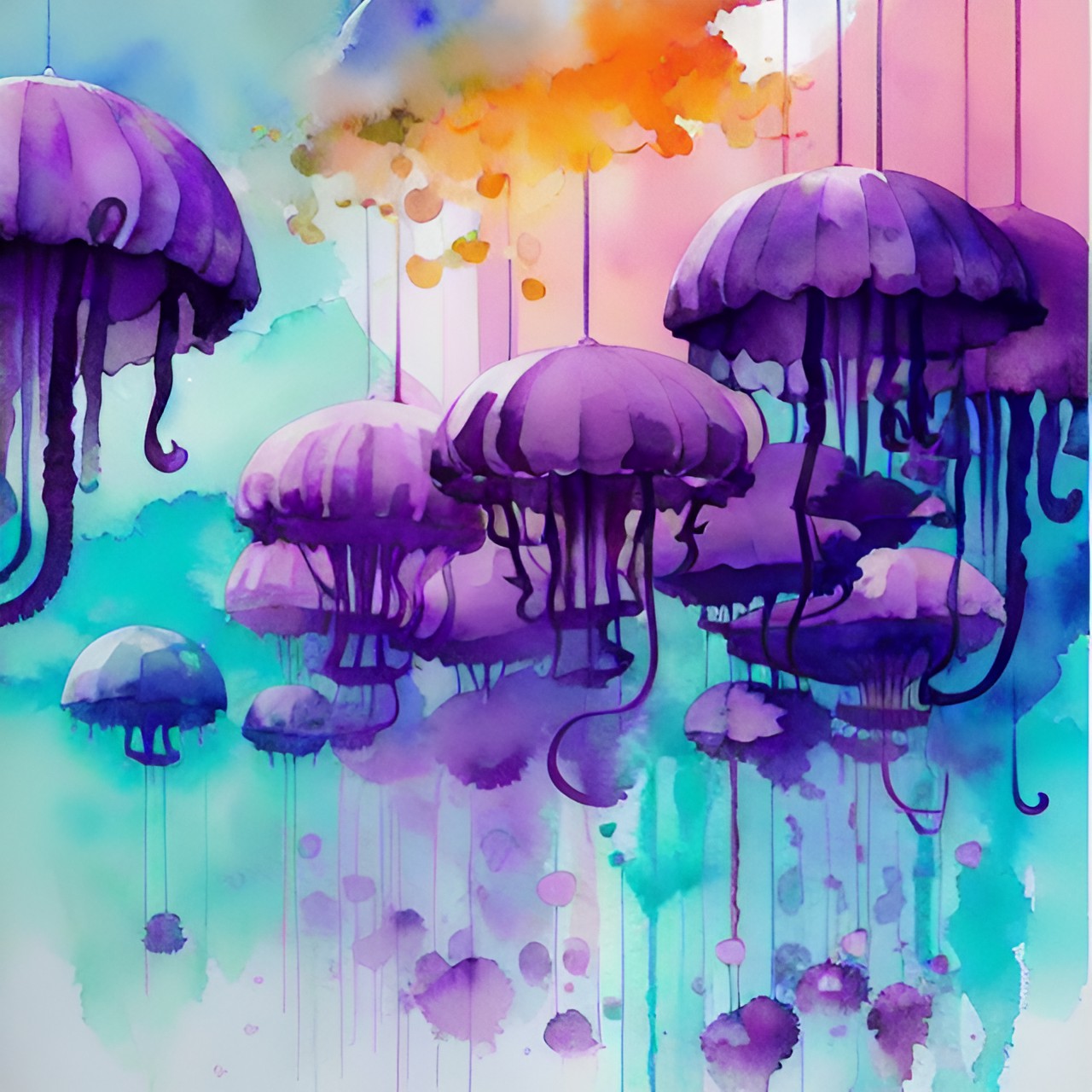 magenta, lavender, seafoam green, ((bubbles)) (swirls) waterdrops (((jellyfish))) preview