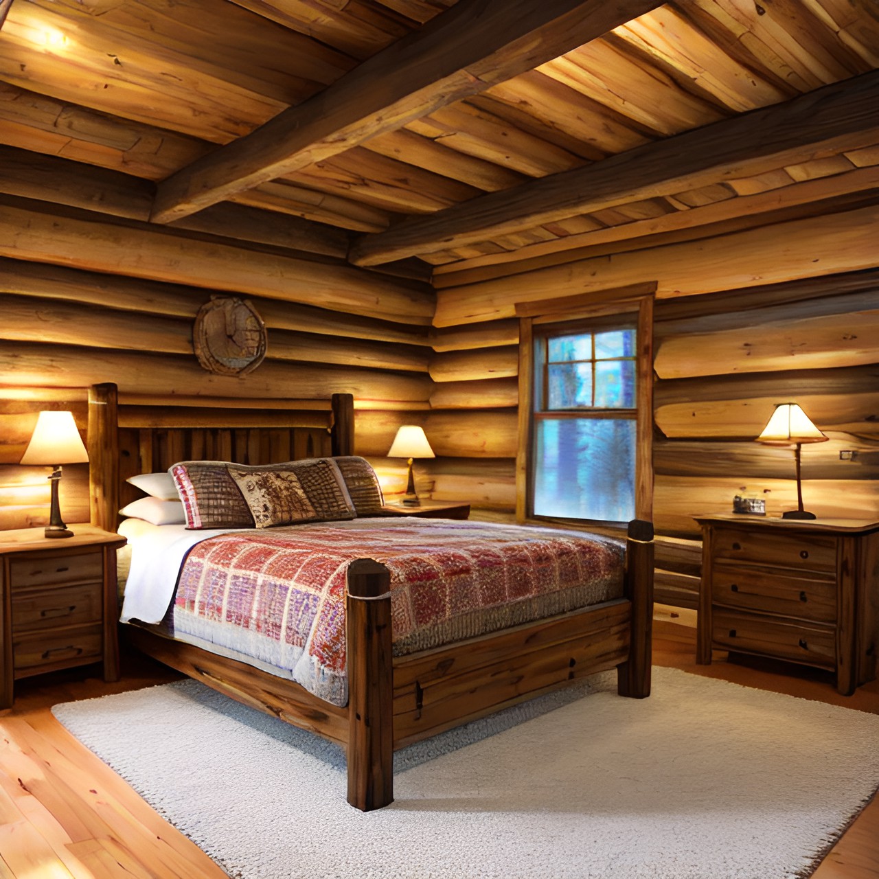 bed in a rustic cabin preview