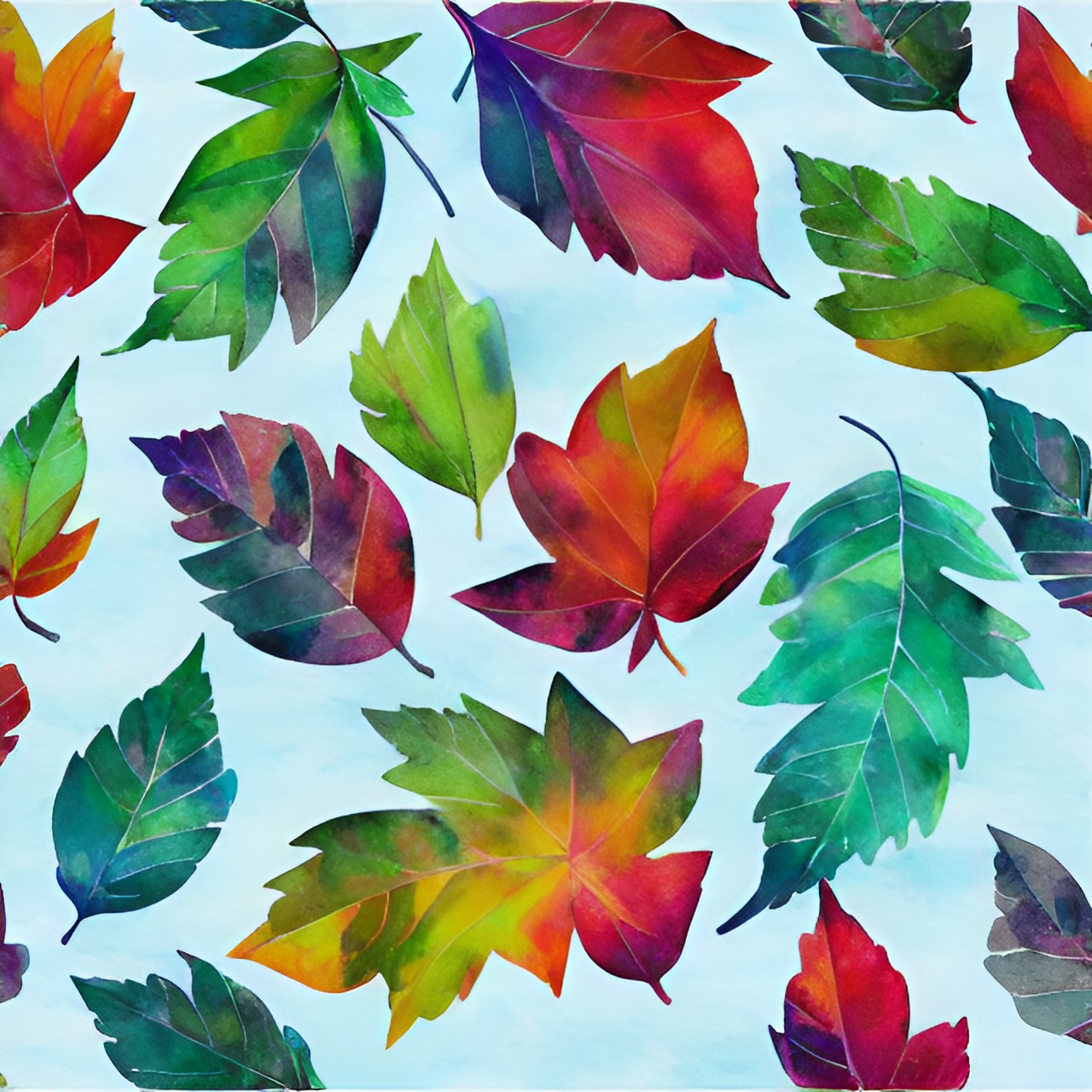 watercolor leaf pattern repeating preview