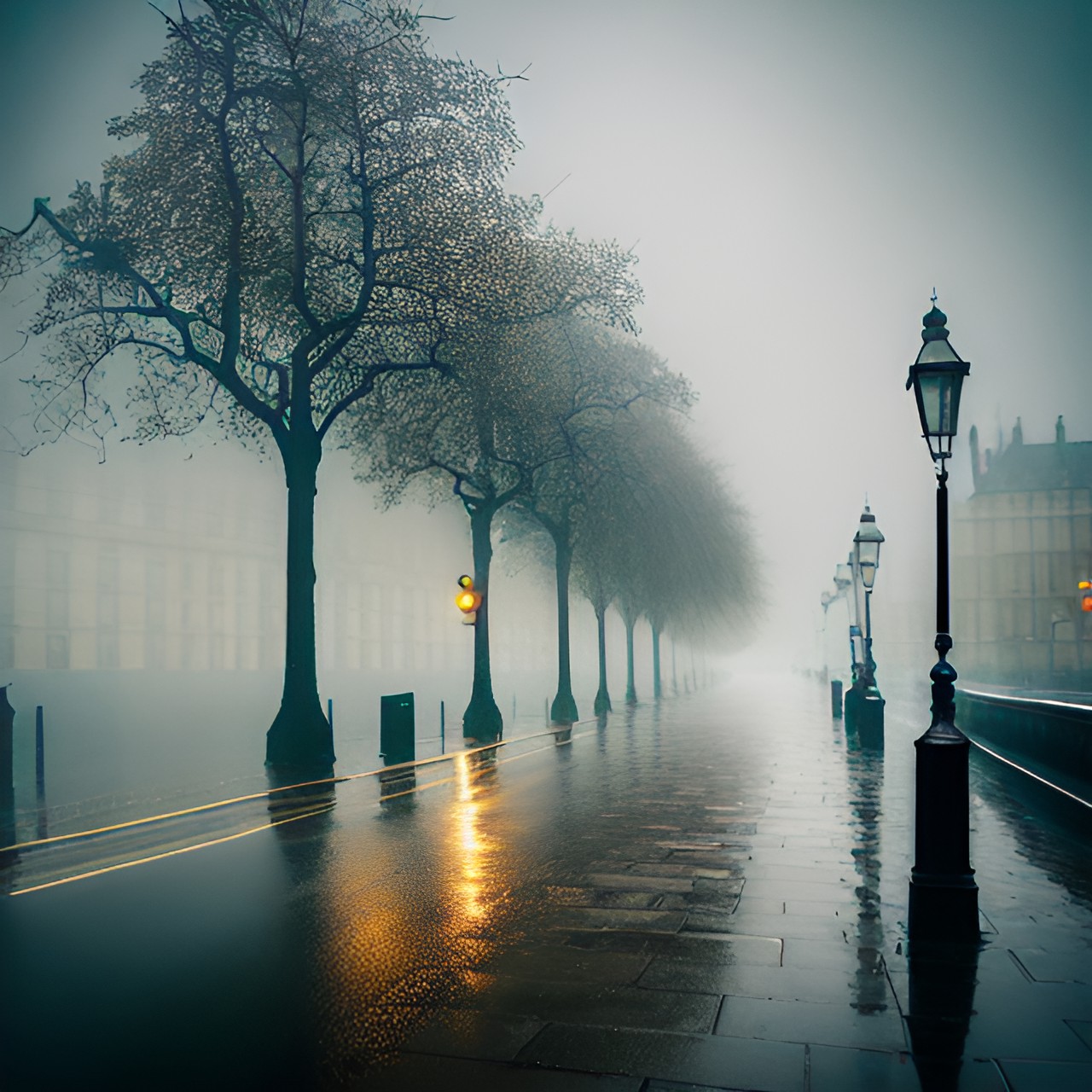 a rainy, foggy day in london preview