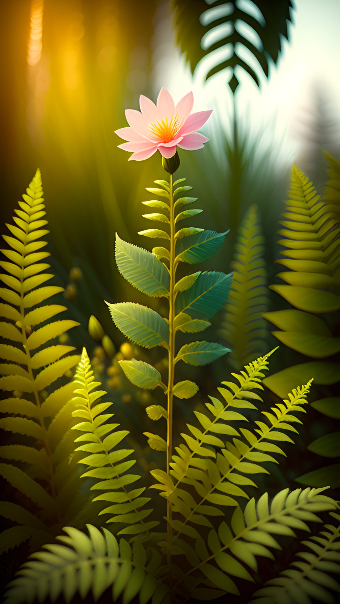 a wonderful fragrant flower bloomed on a fern preview