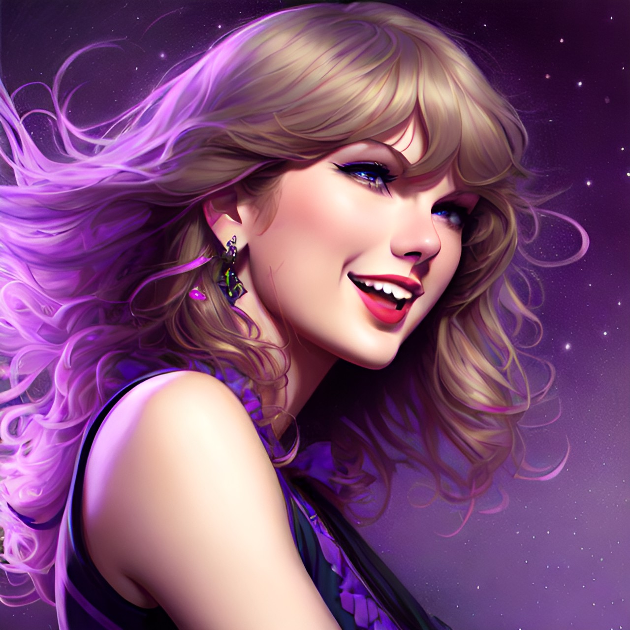 a happy taylor swift with purple music preview