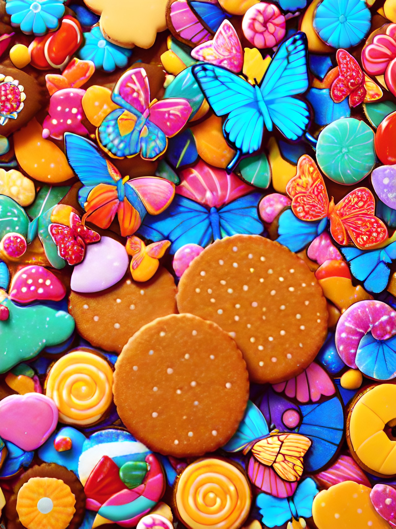 a world of biscuits and candy with butterflies preview