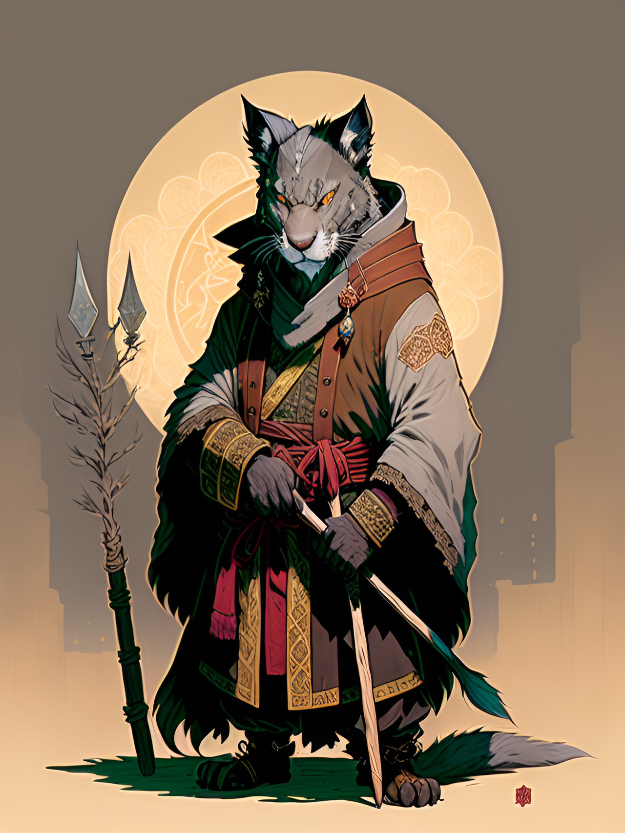 master splinter - a wise and elderly master splinter, with his long, flowing gray fur, wearing a tattered brown robe, and wielding a wooden staff adorned with intricate carvings. his piercing eyes ho preview
