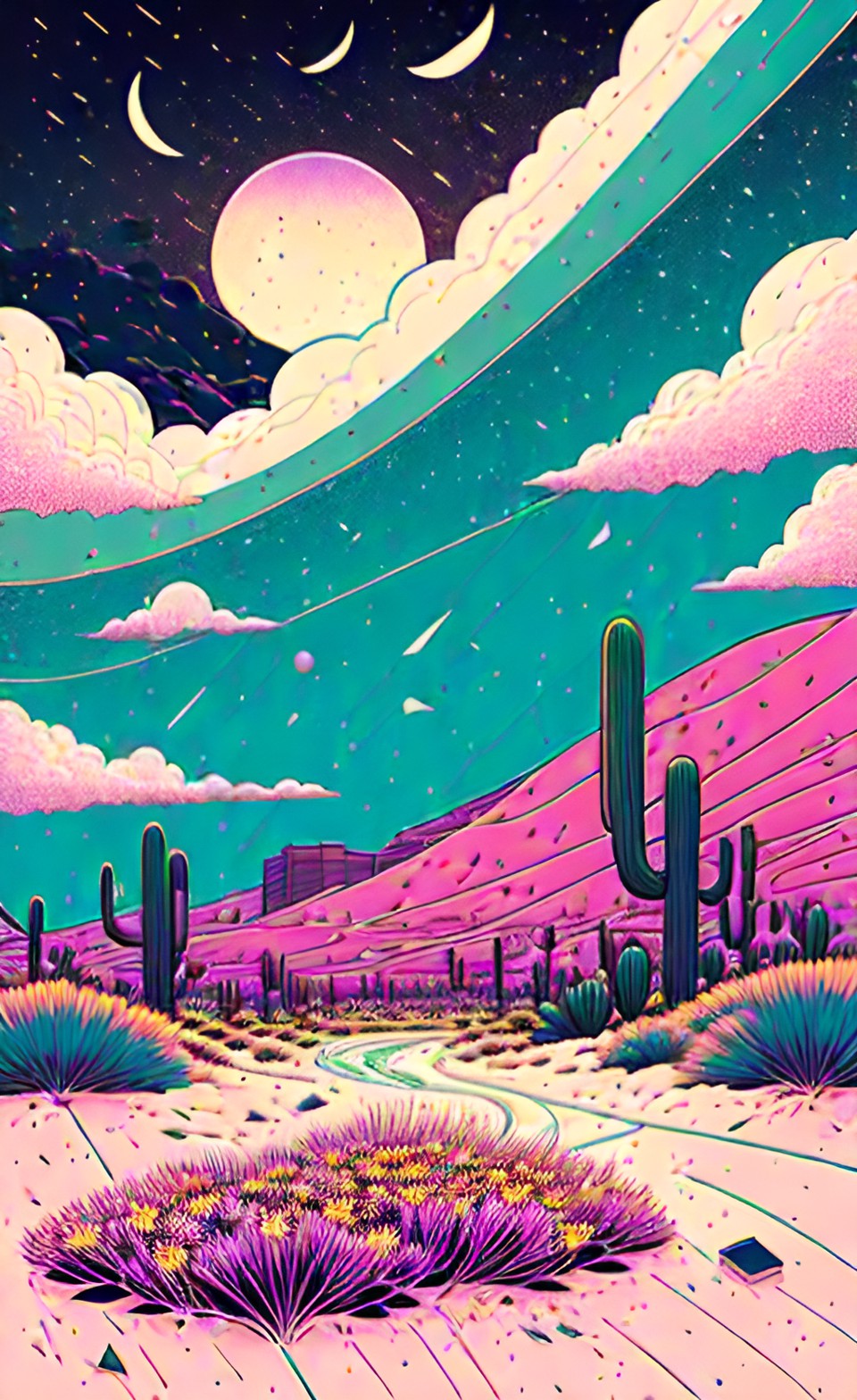 desert session 2 - flowers falling from the sky, covering the desert ground, poster art preview