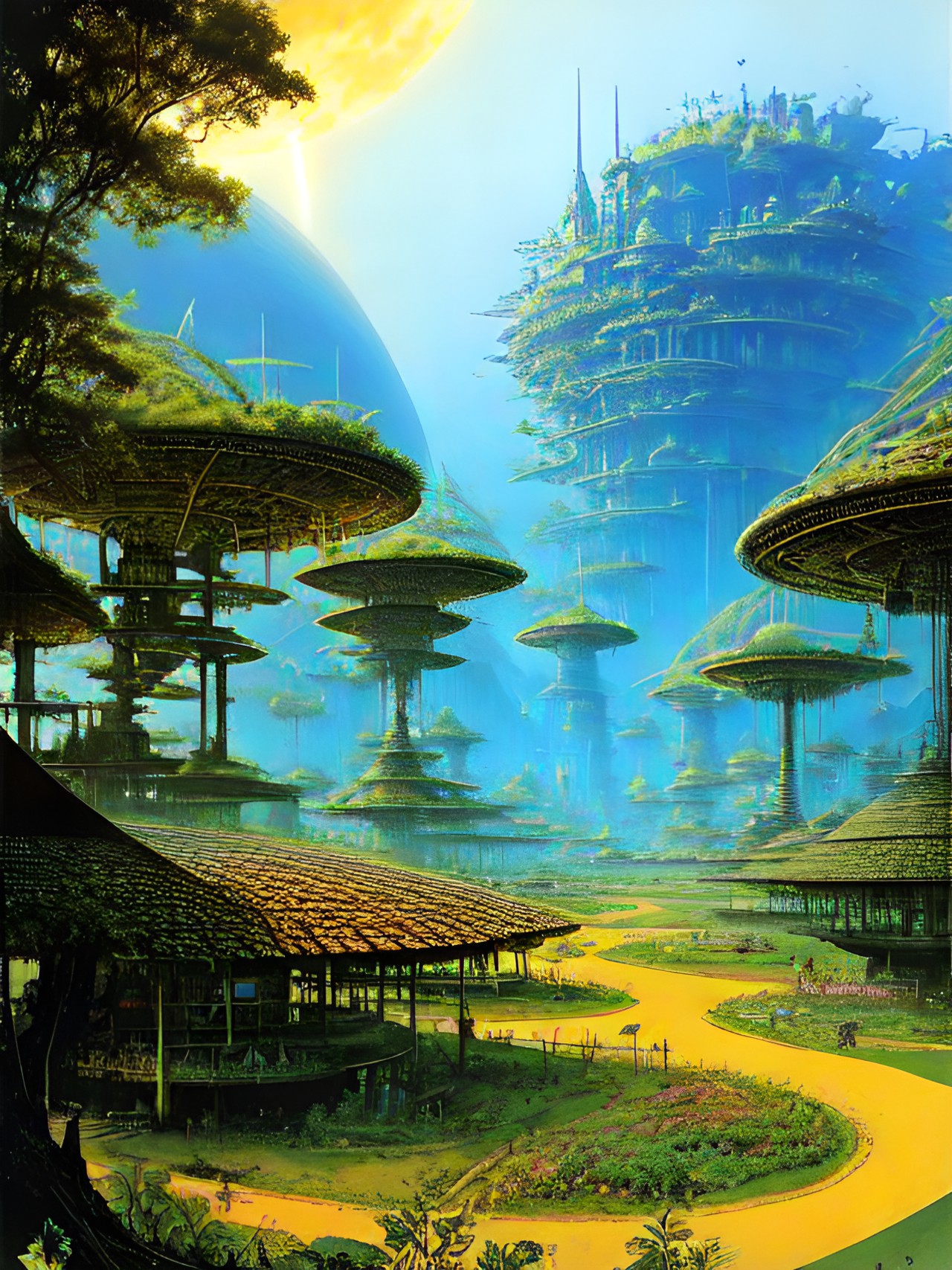 solarpunk village natural nature eco futuristic preview