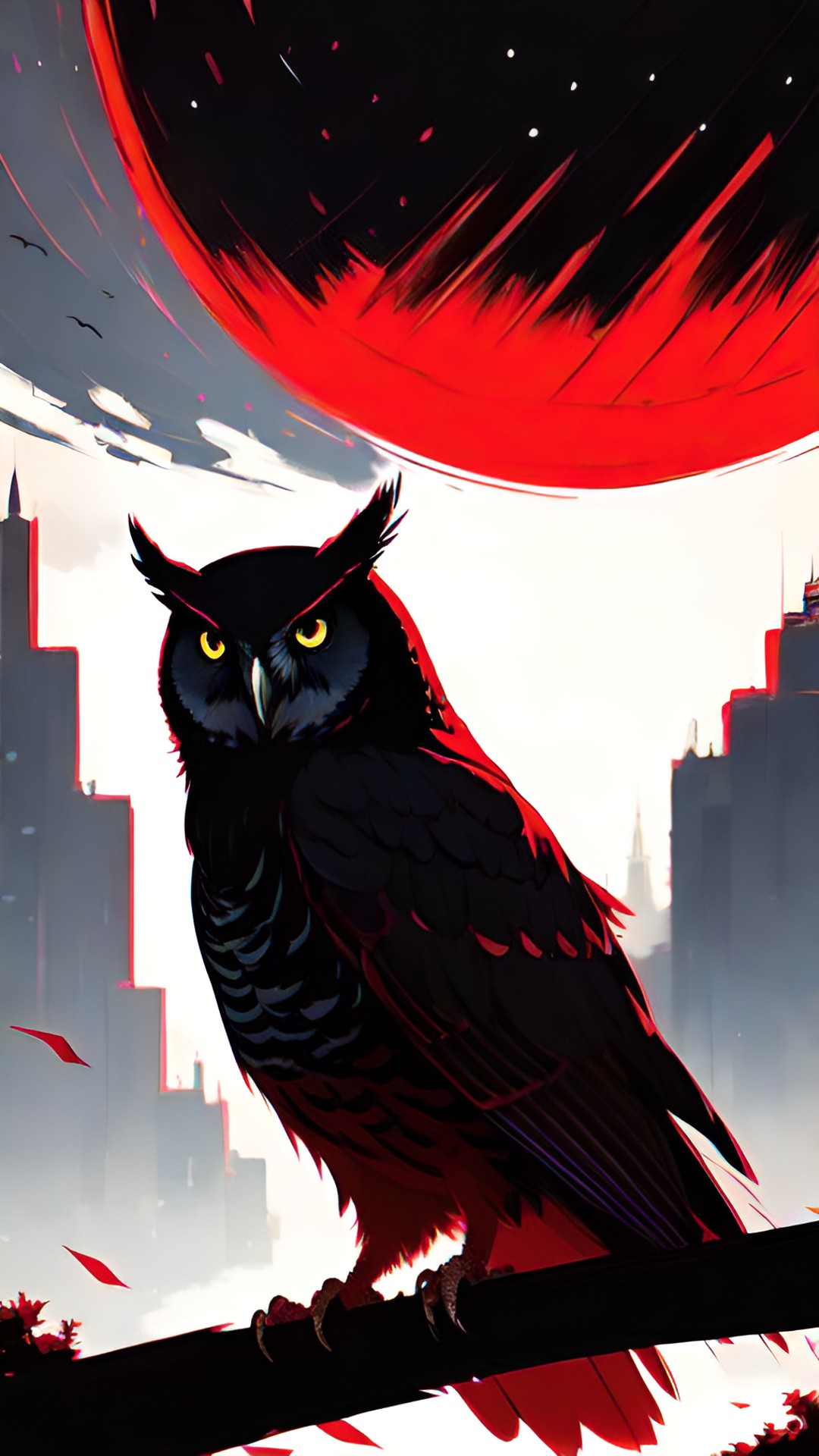 black and red owl highly detailed preview