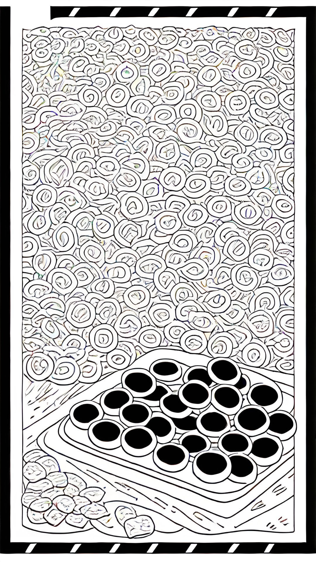 black and white coloring page of pretzels preview