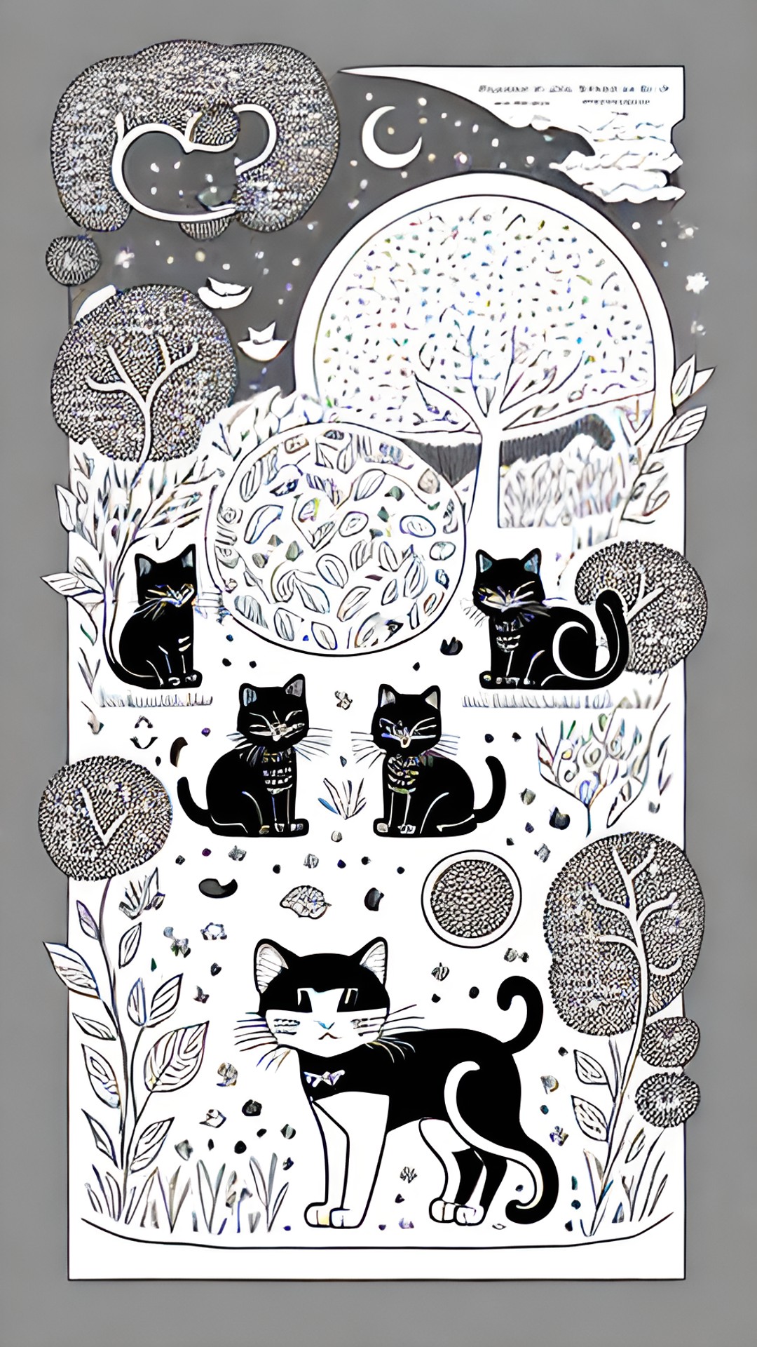 black and white coloring page of pretzel cats preview