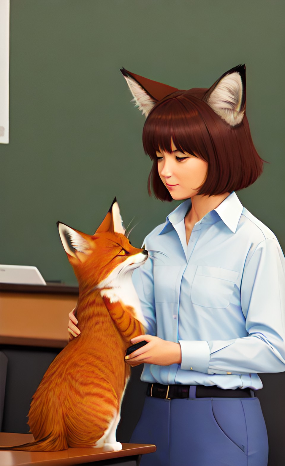 cat and fox in the lecture room preview