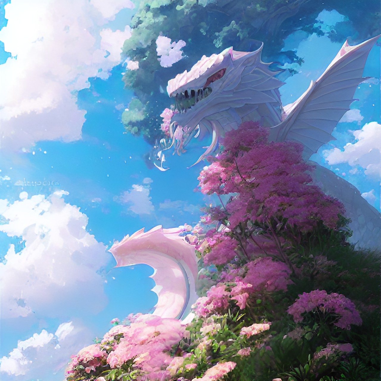 white and pink flower dragon preview