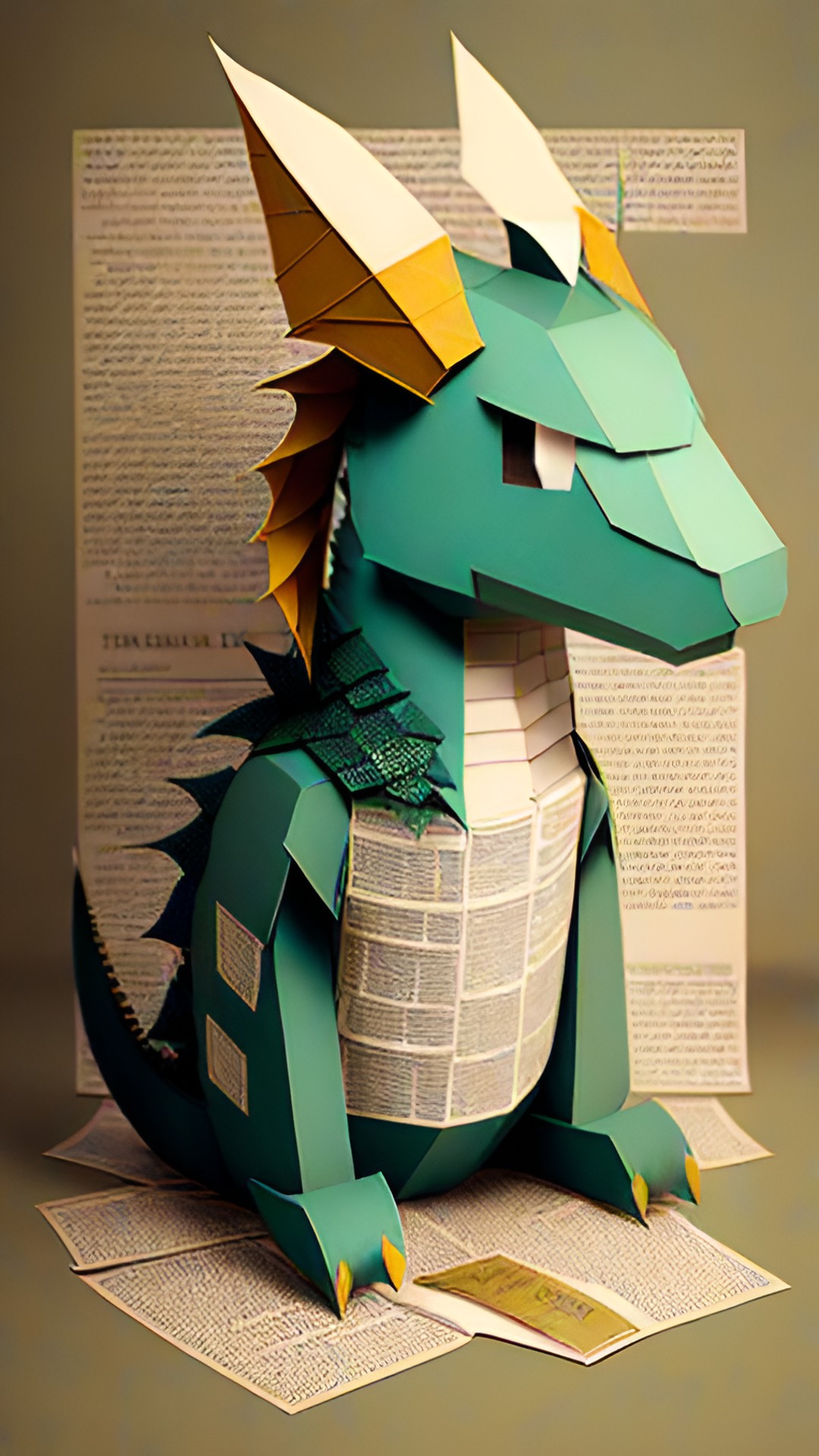 dragon made out of books and papers preview