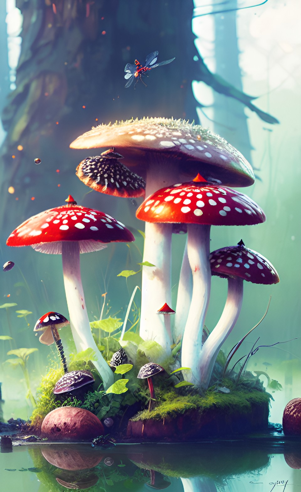 Amanita Island - amanita mushrooms. black widow spider preview