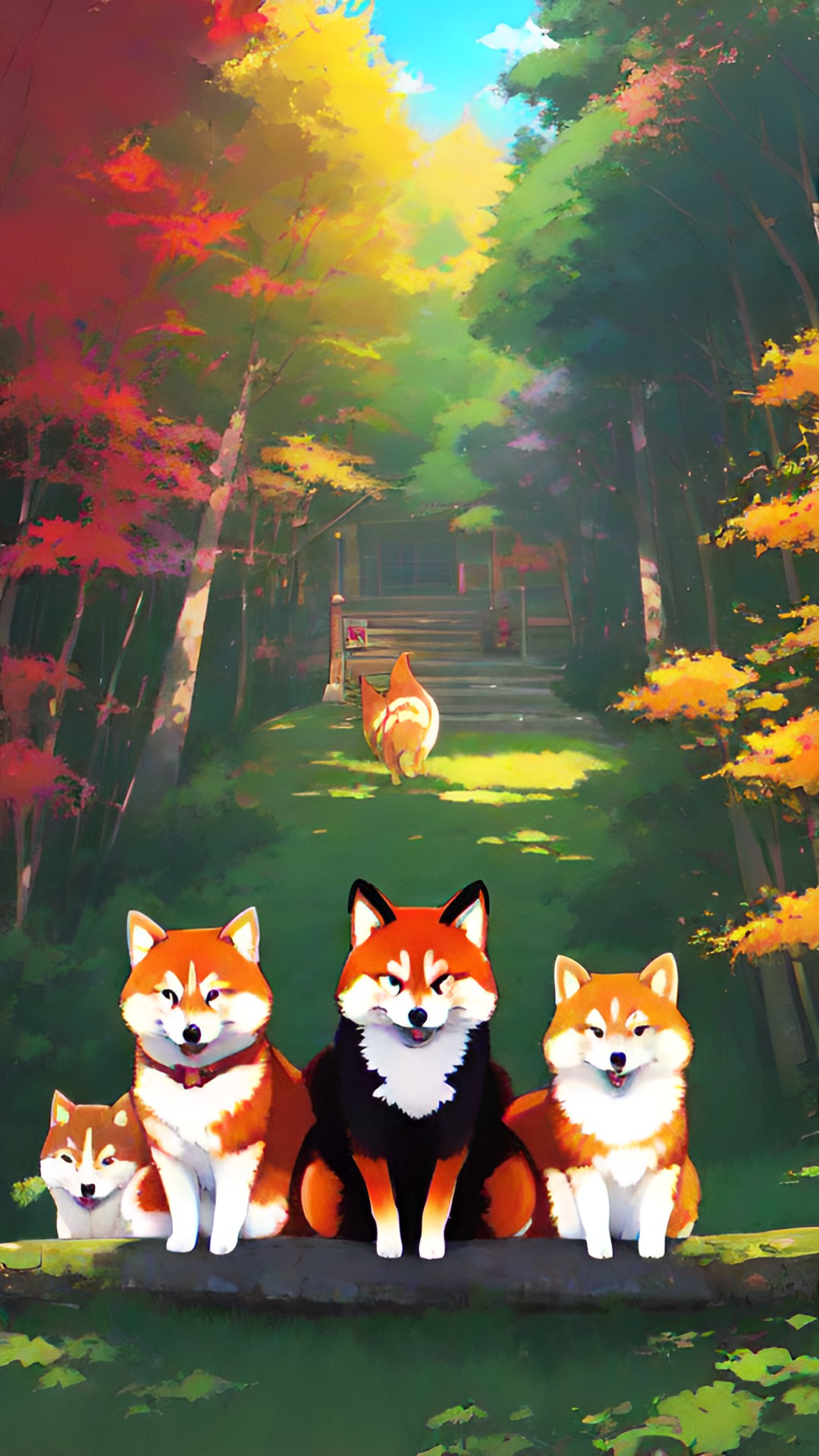 shiba inu, calico cat, and red panda preview