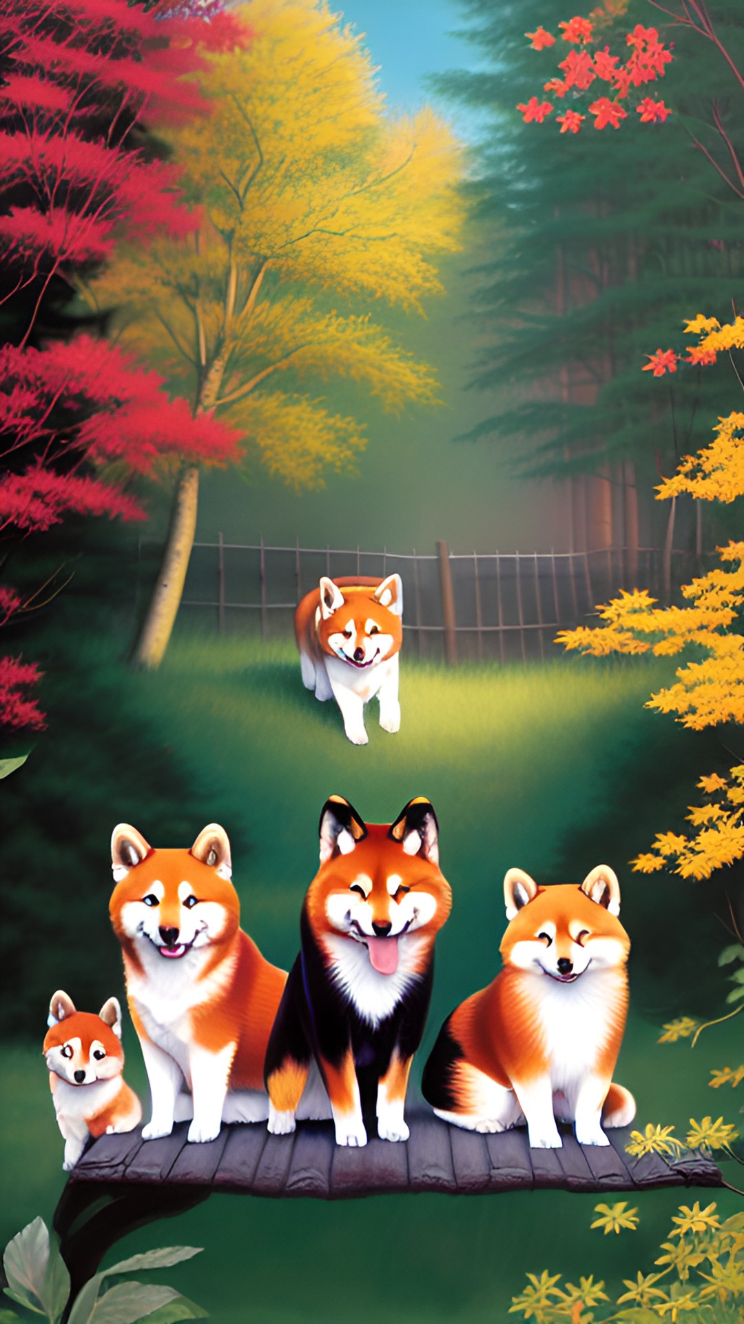 shiba inu, calico cat, and a red panda. preview