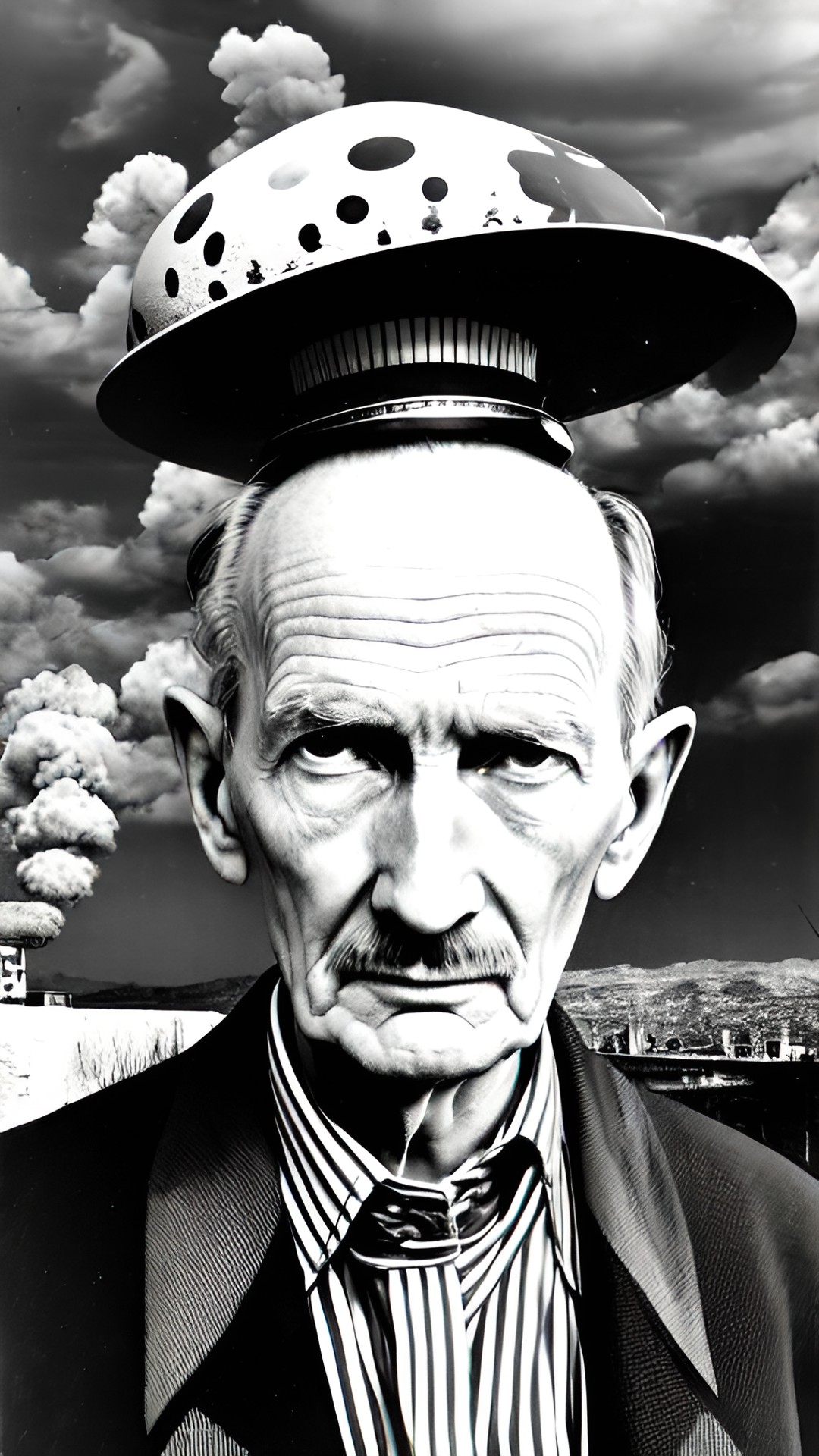 Dept of dead letters - william s burroughs in tangiers stares in a mirror seeing horrific images of future tragedies mushroom clouds alien invasions,  syringe typewriter and a bag of dust preview