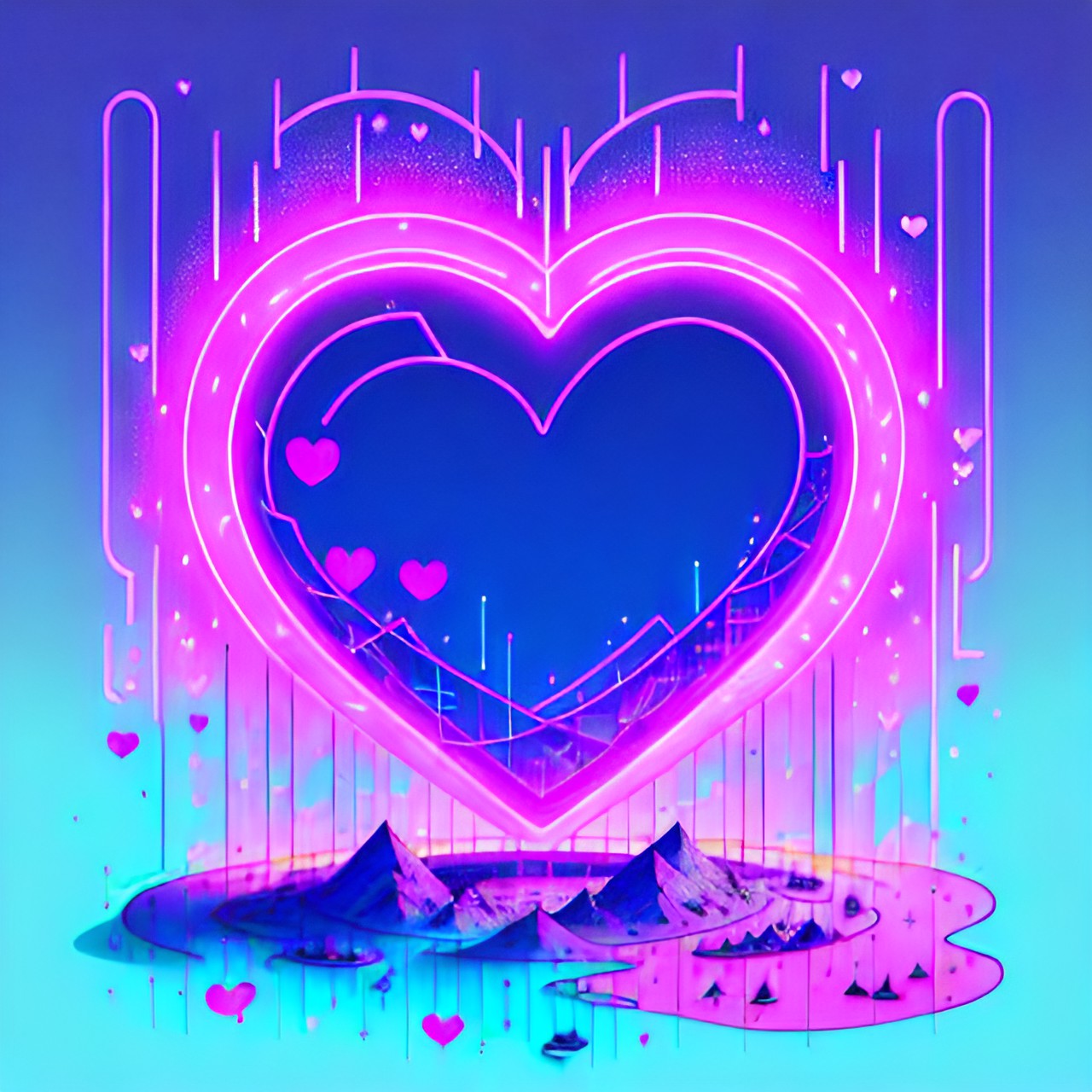 neon lights (blue purple pink) (((heart))) preview