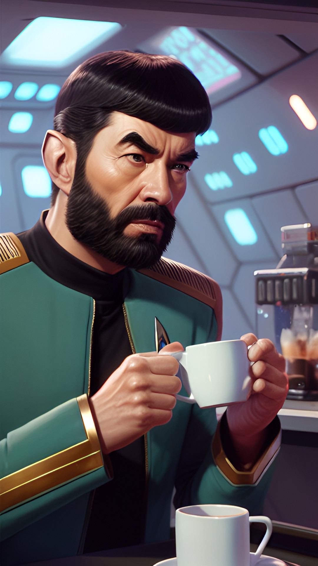 Vulcan Coffee - star trek vulcan drinking a cup of coffee preview