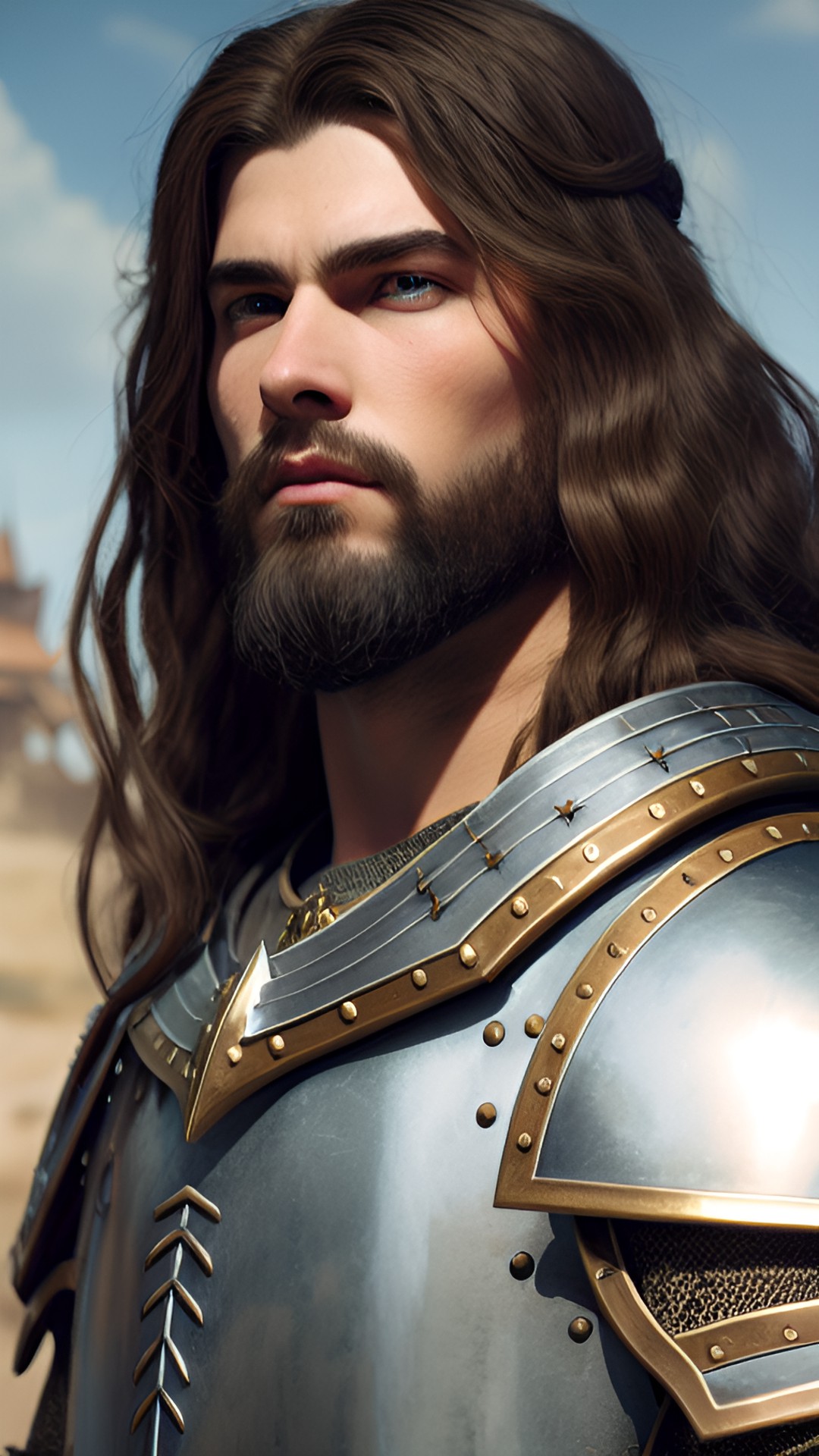 medieval male warrior with shoulder-length hair fantasy art preview