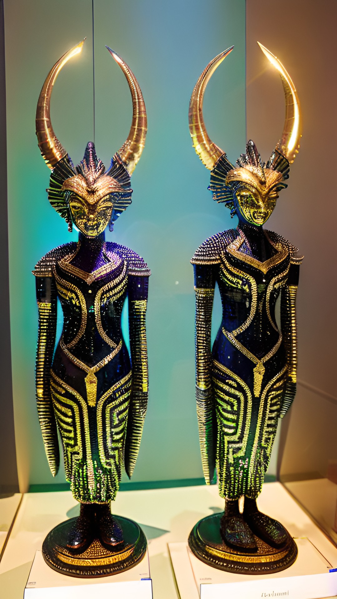 sparkling gem-encrusted alien idols on display in a museum of xenoanthropology preview