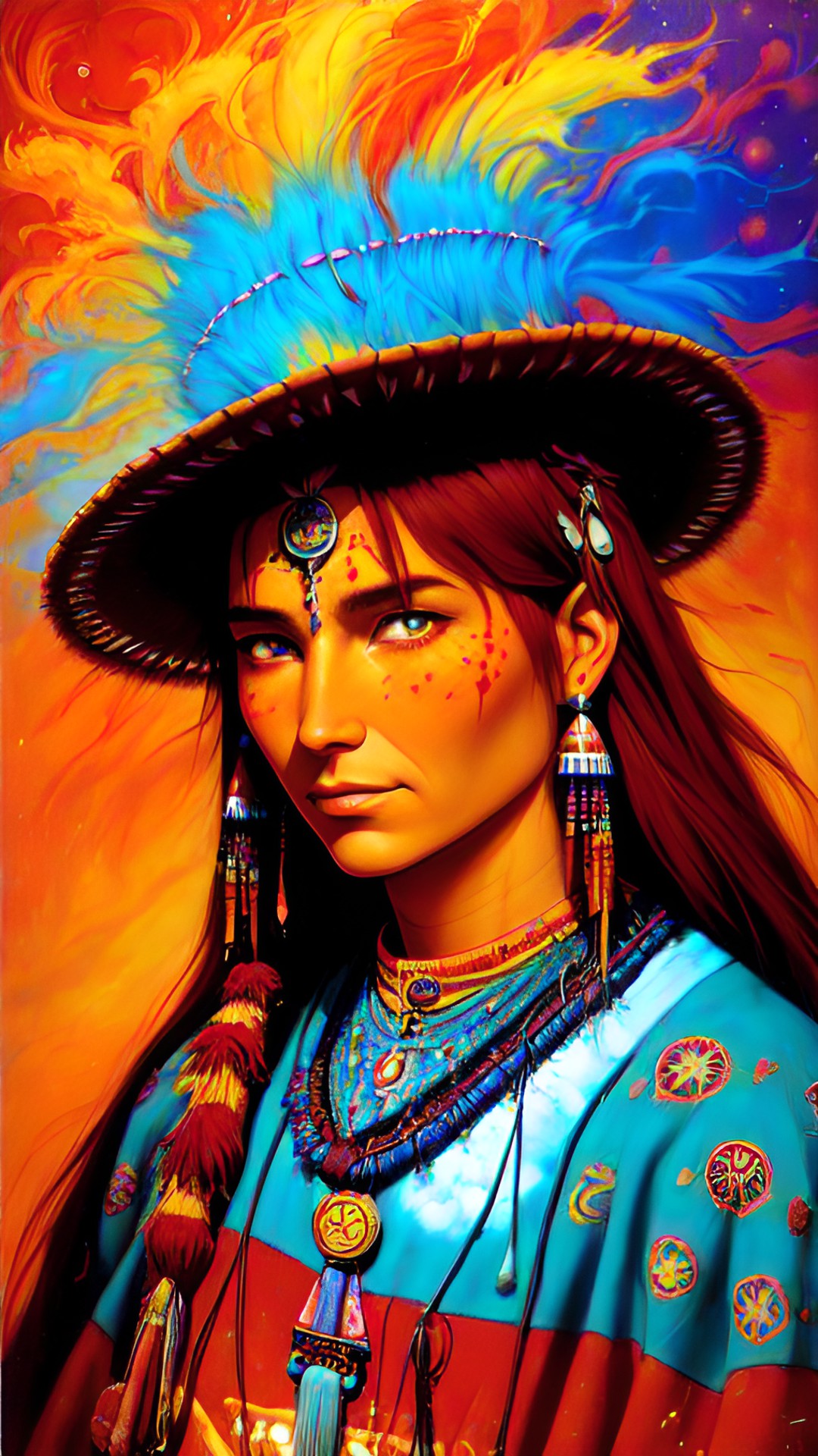 prehistoric shaman, red ochre, magic, colorful, lisa frank preview