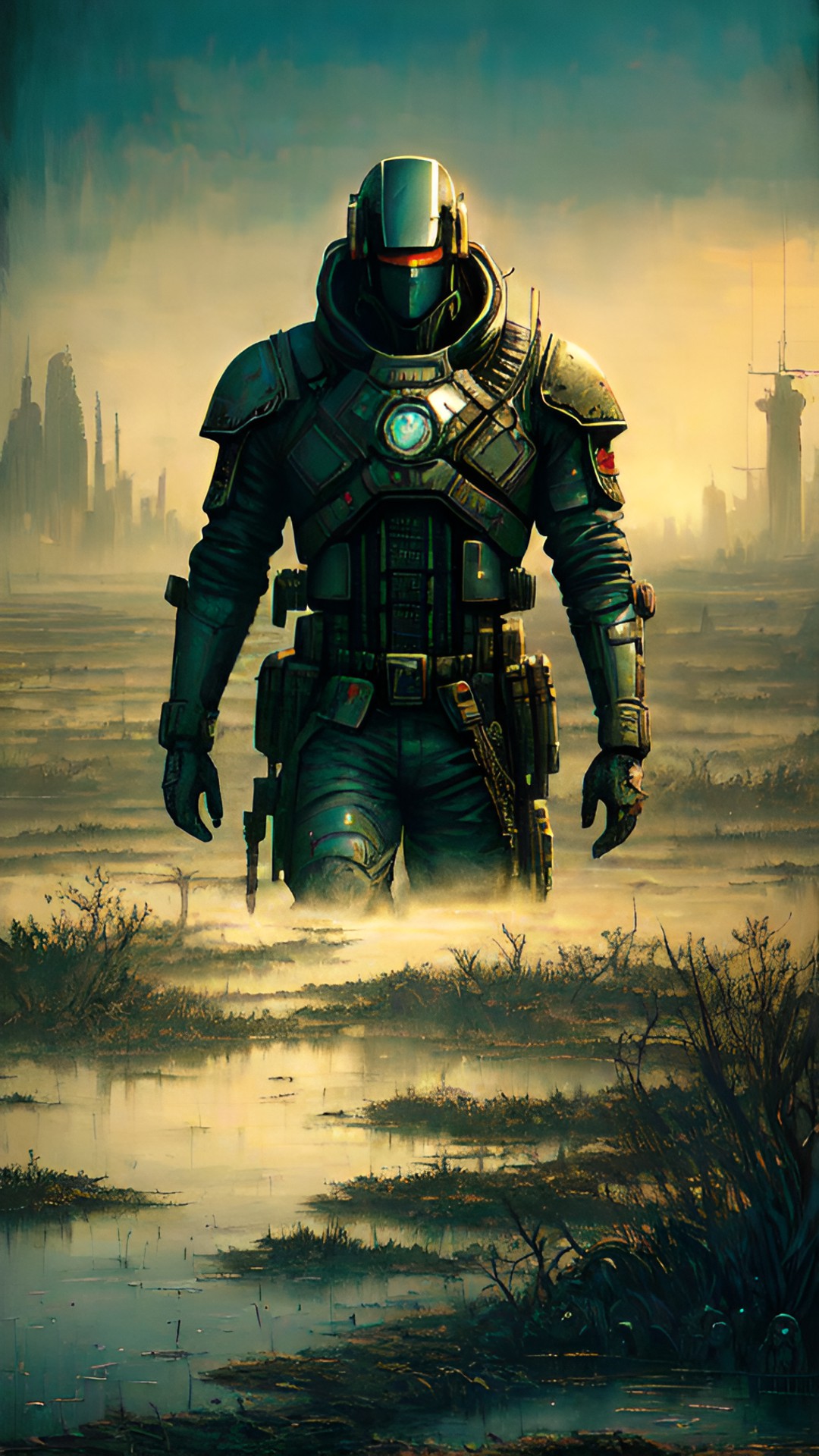 cyberpunk marine on swamp land preview