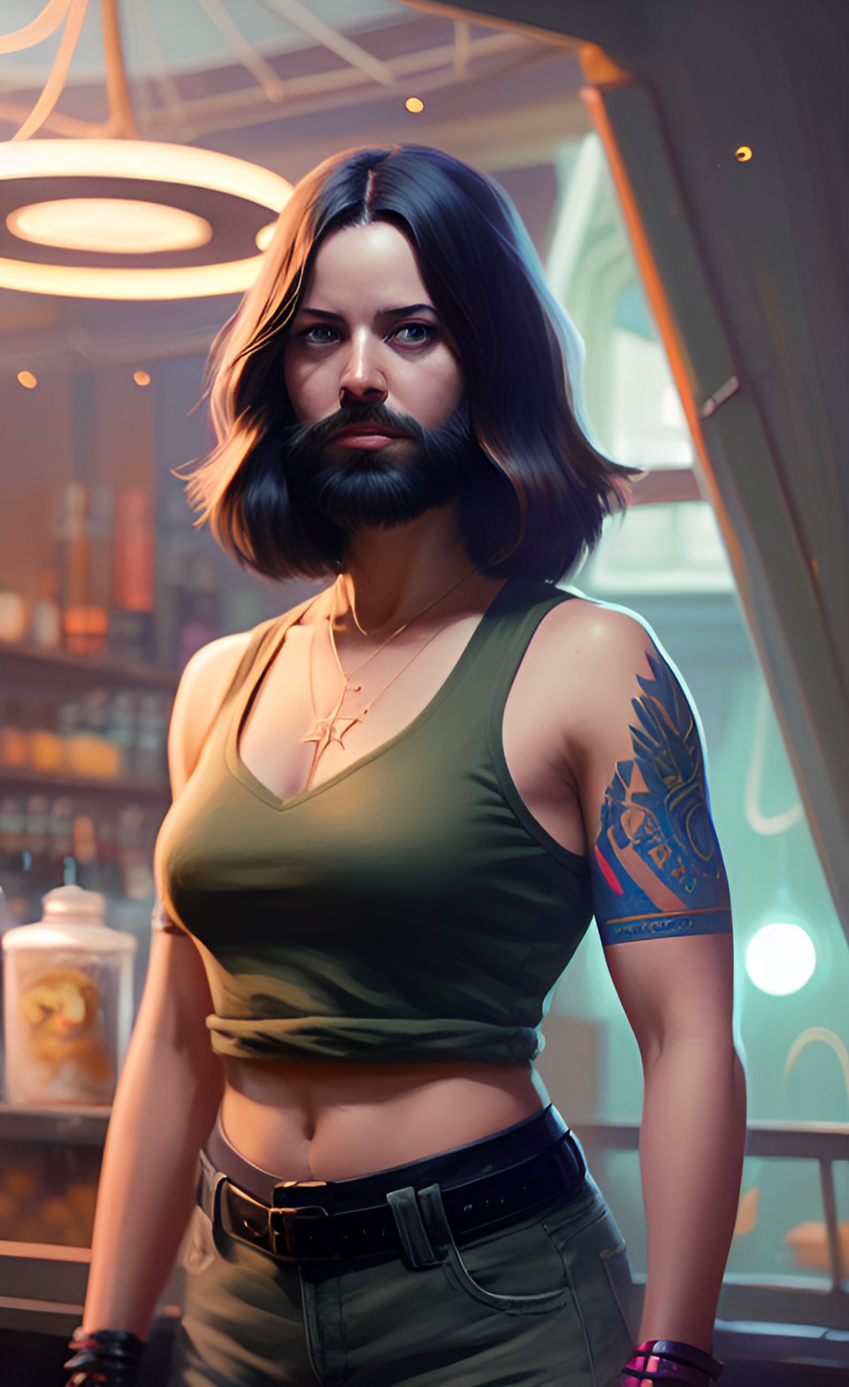 woman with a beard, muscles preview