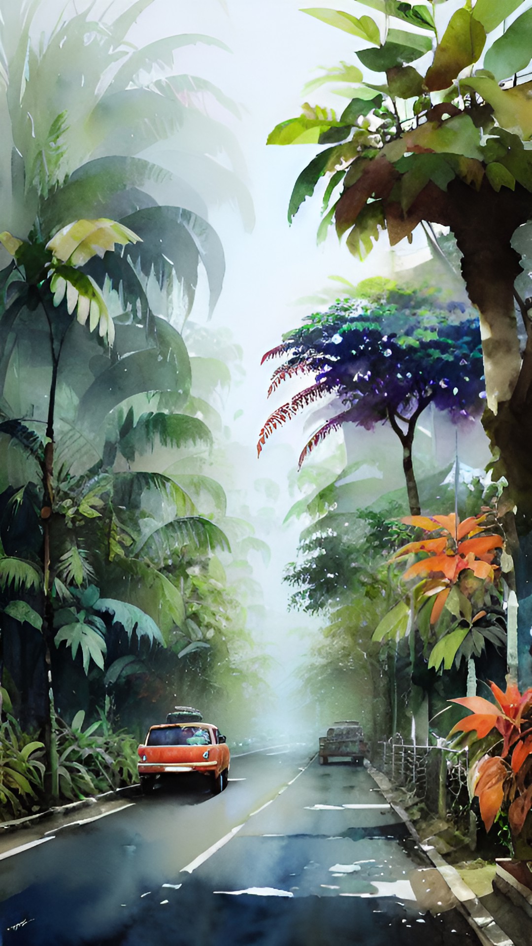 a jungle city, with vines and roots serving as roads and buildings made of leaves, colorful, detailed, natural, tropical preview