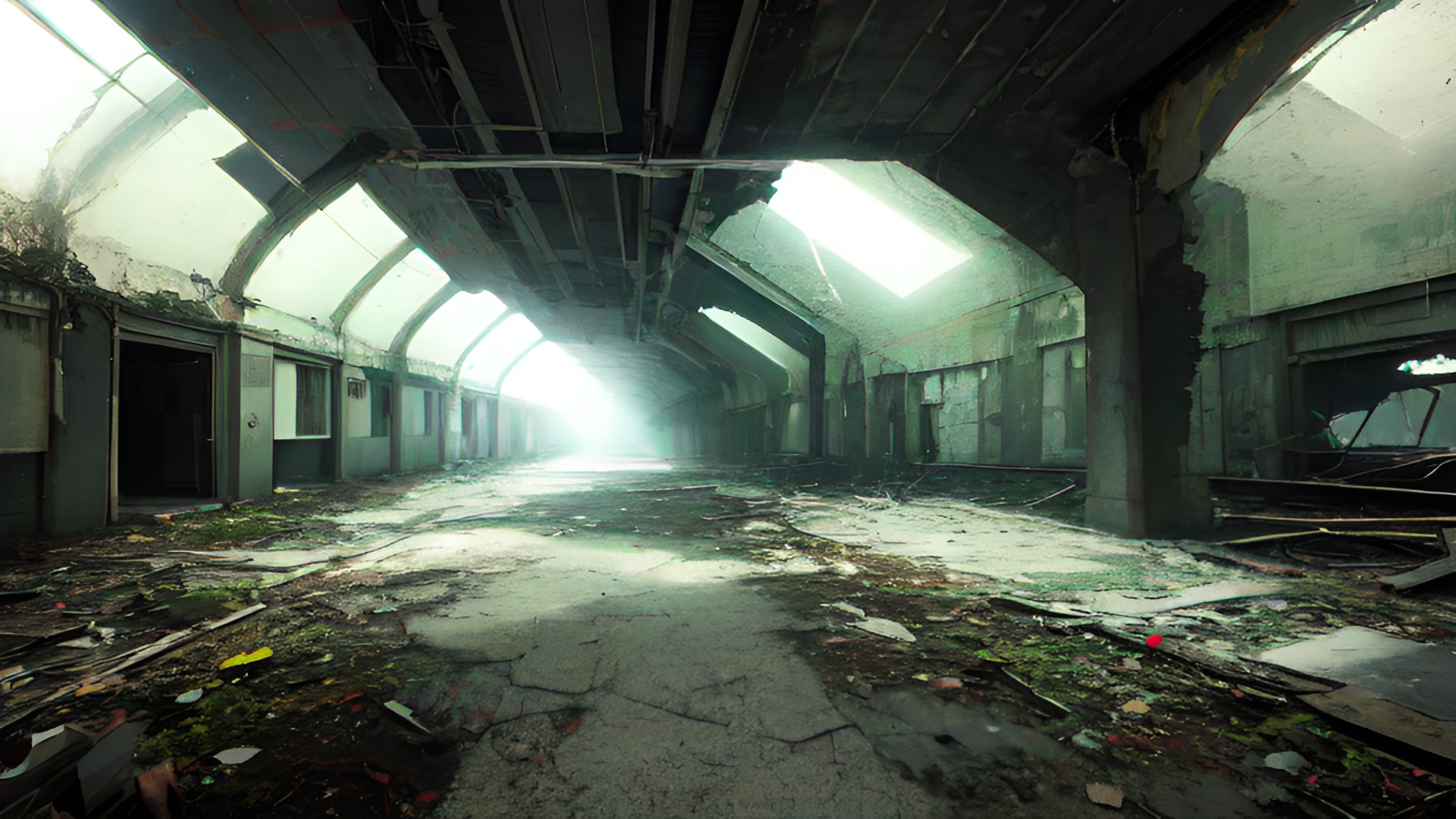 liminal spaces, cinematic lighting, entropy and decay preview