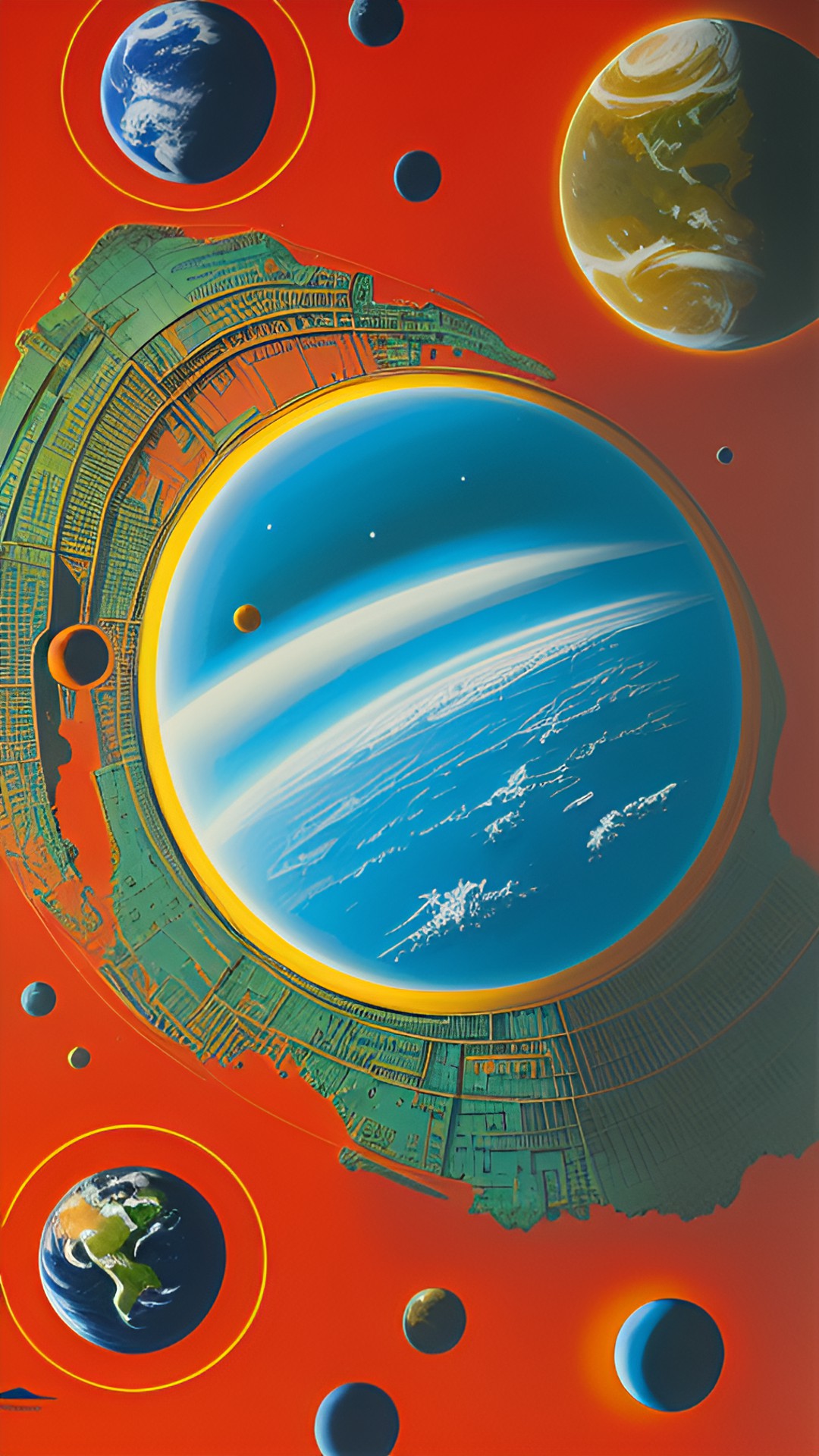 Krypton - global view of a planet with turquoise water and orange land cover from space preview