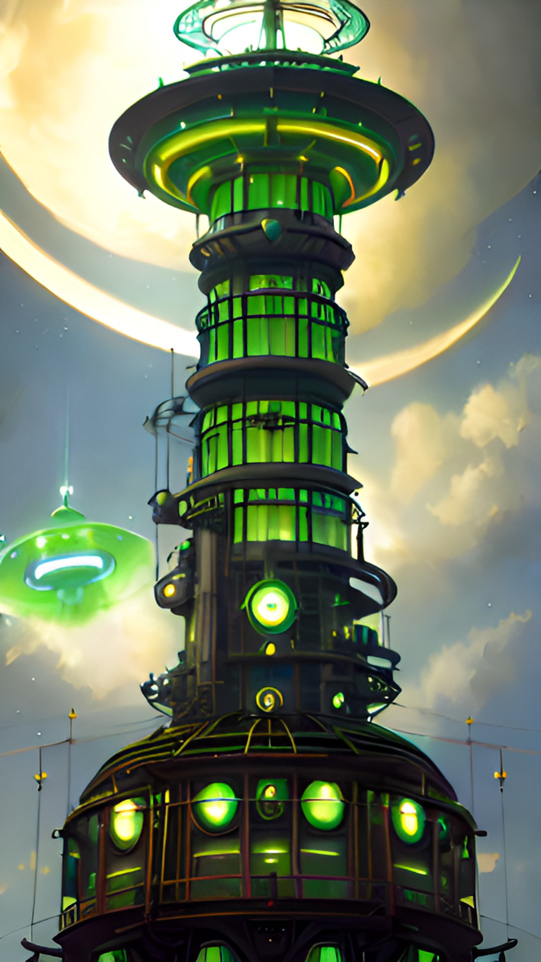 halo, floating halo, green, tower, green electricity preview