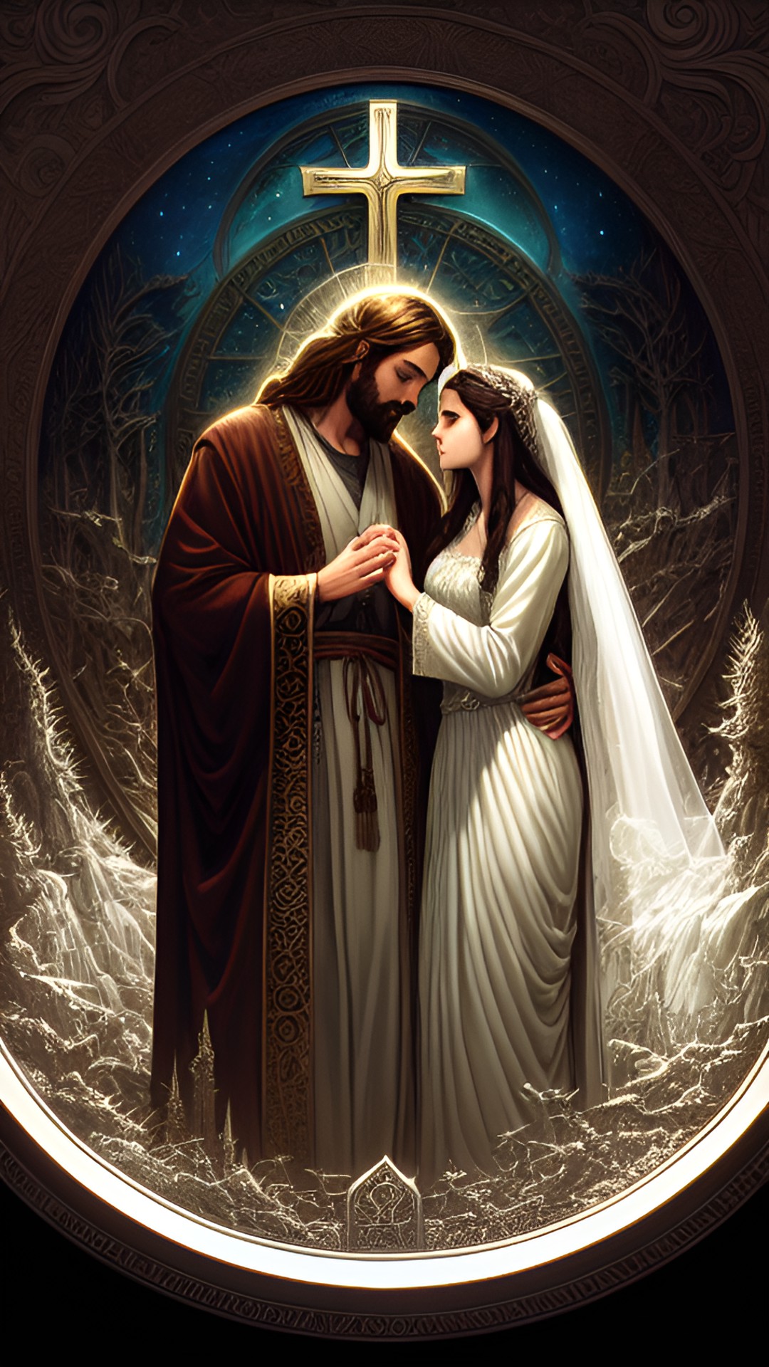 jesus and his bride, highly details, fantasy art preview