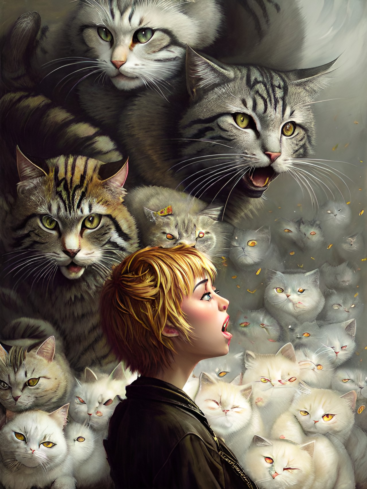 Rawr - miley cyrus surrounded by angry cats preview