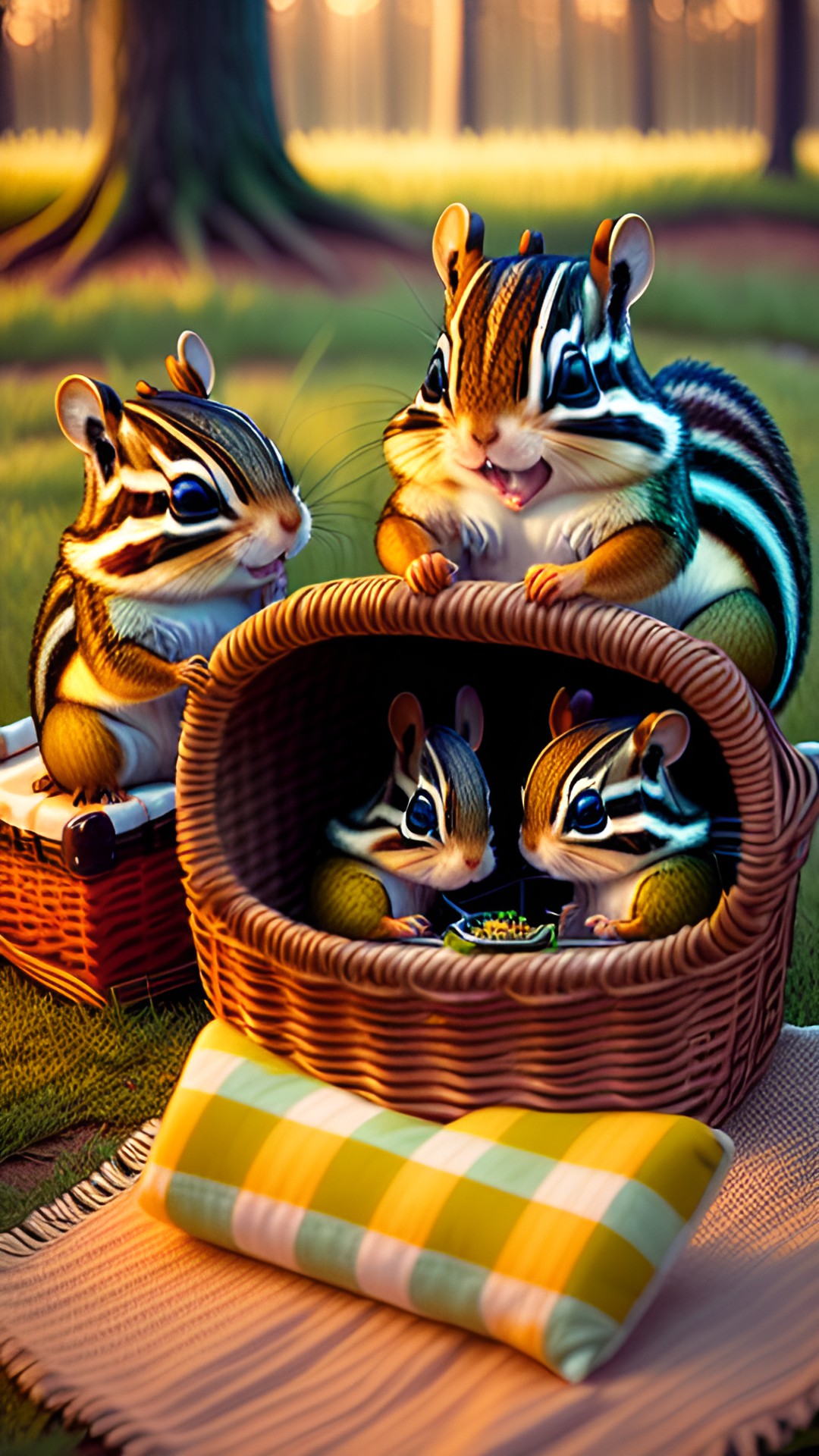 chipmunks raiding a picnic basket preview