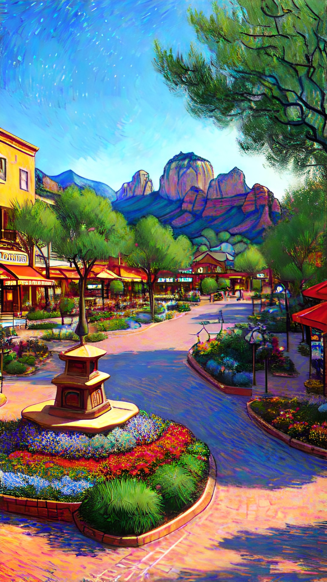 sedona town square, van gogh, kinkade preview