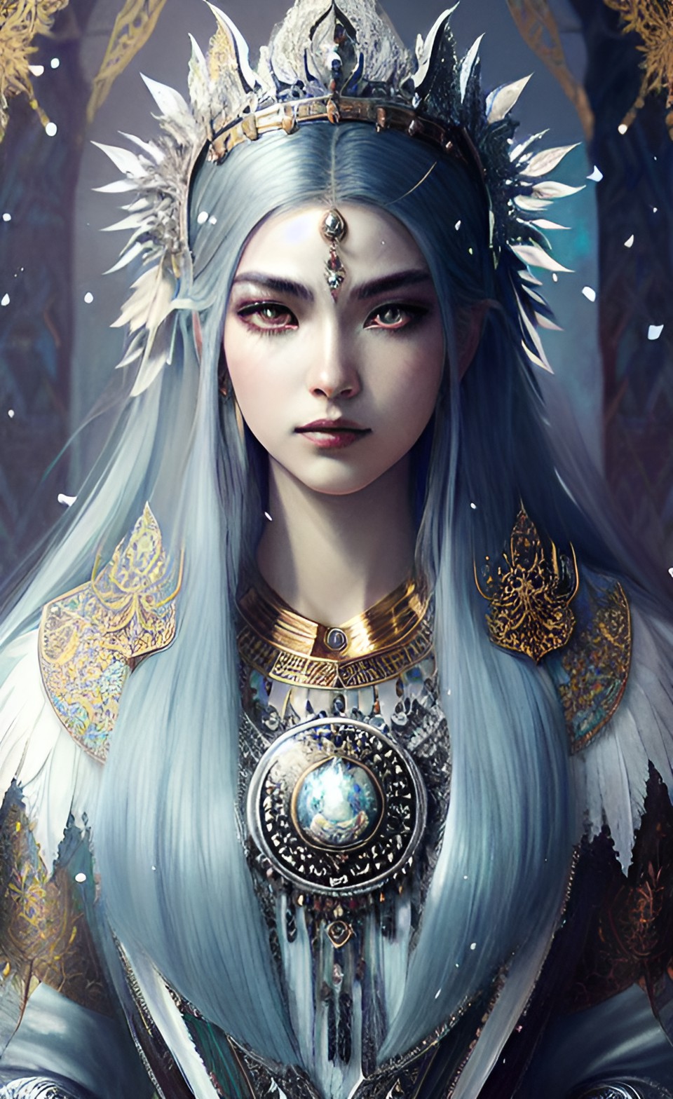 queen moon, fantasy style, epic, silver, light, unrealistic, aesthetics, coldness, majesty preview