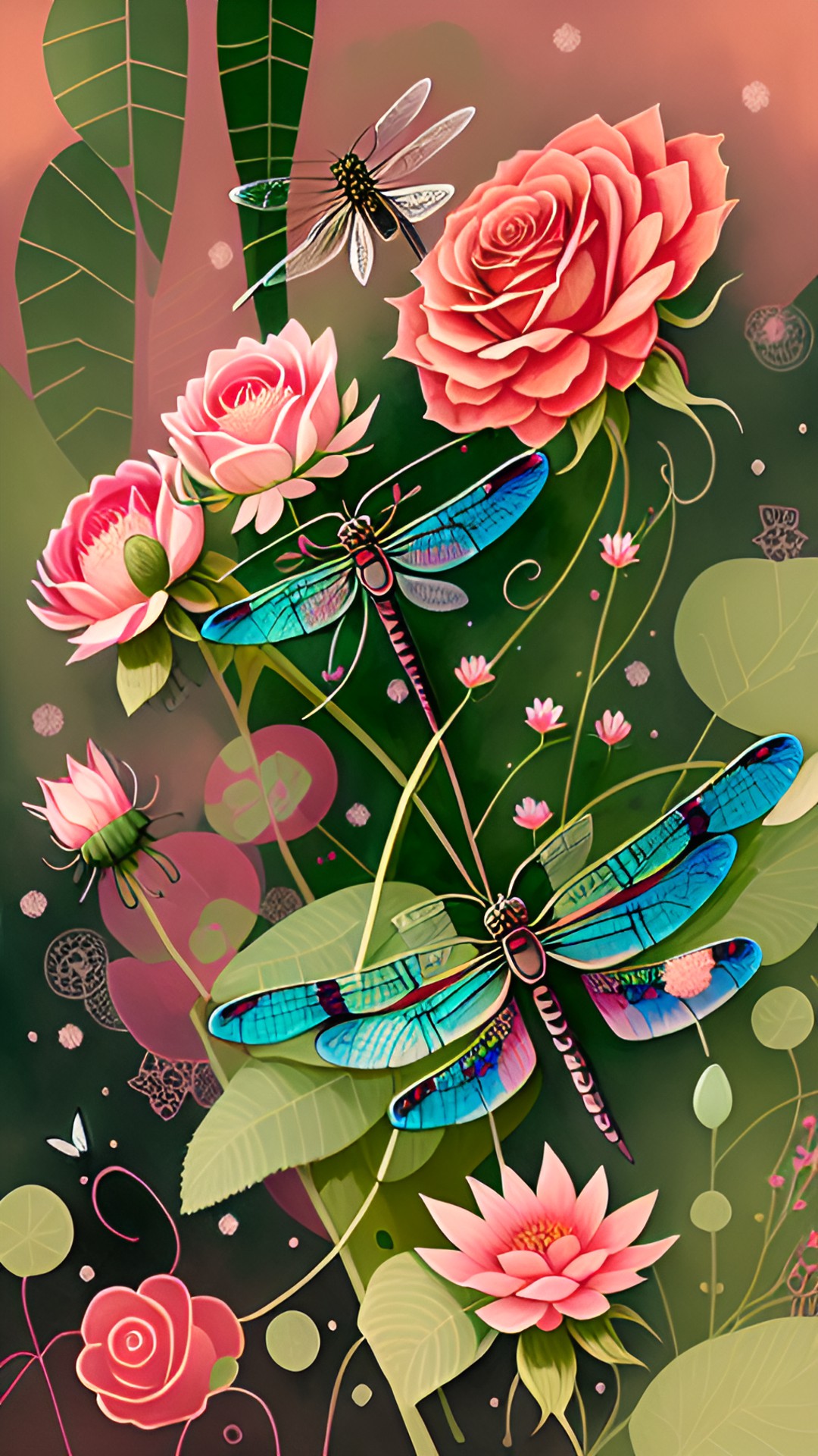 fancy - curlyque dragonflies with curlyque roses preview