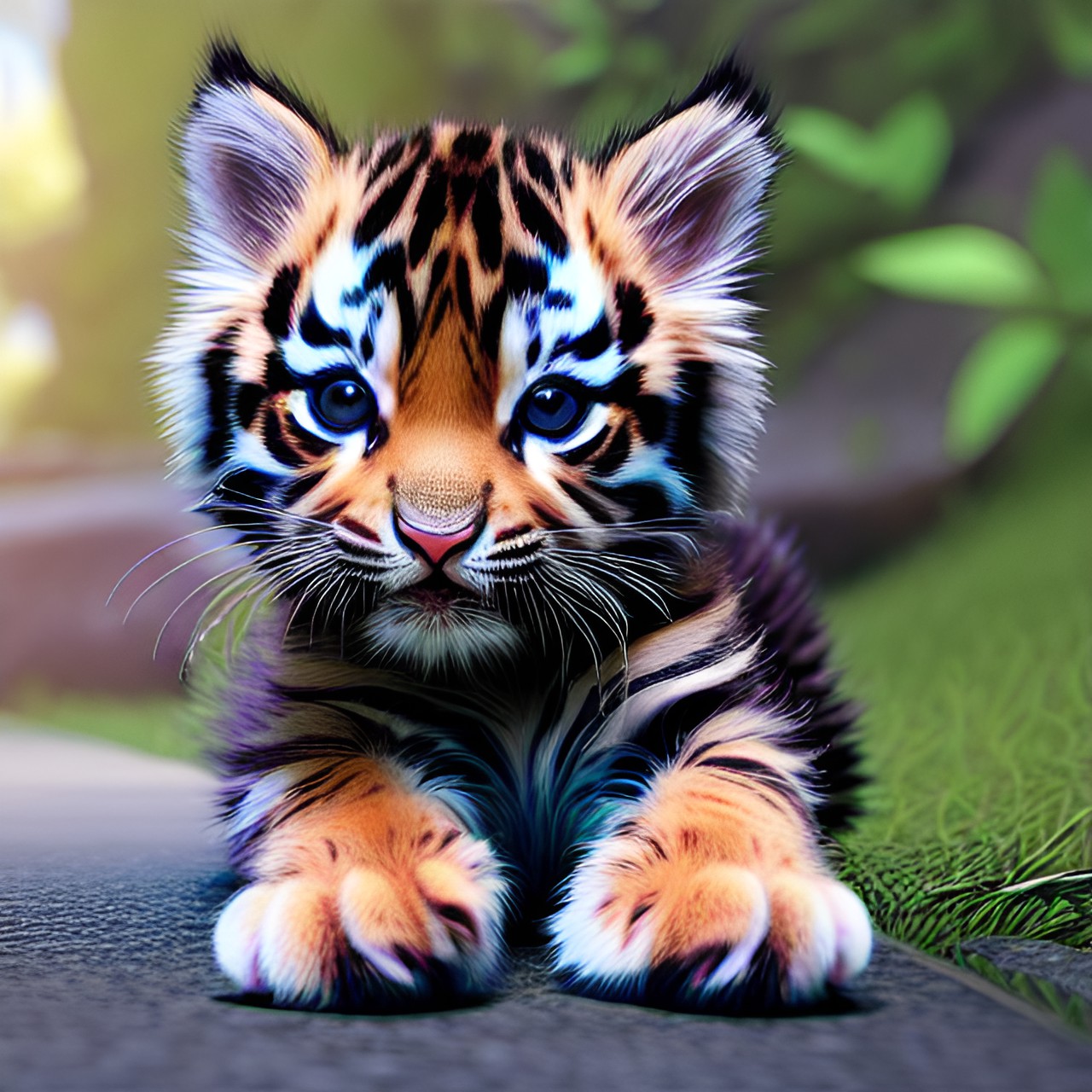 cute tiger kitten art by max rive and ryan dyar, octane render, unreal engine 5, kodak style, in the style of kelvin okafor preview