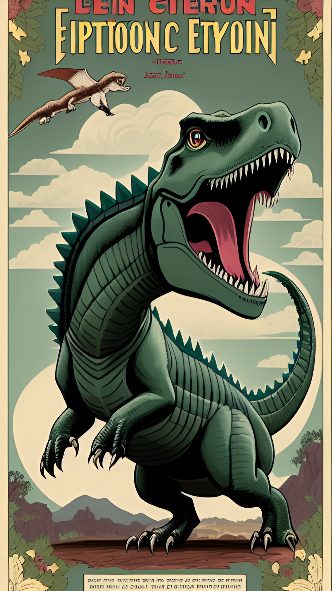 dinosaur in the style of a victorian comic, encyclopedic illustrations preview