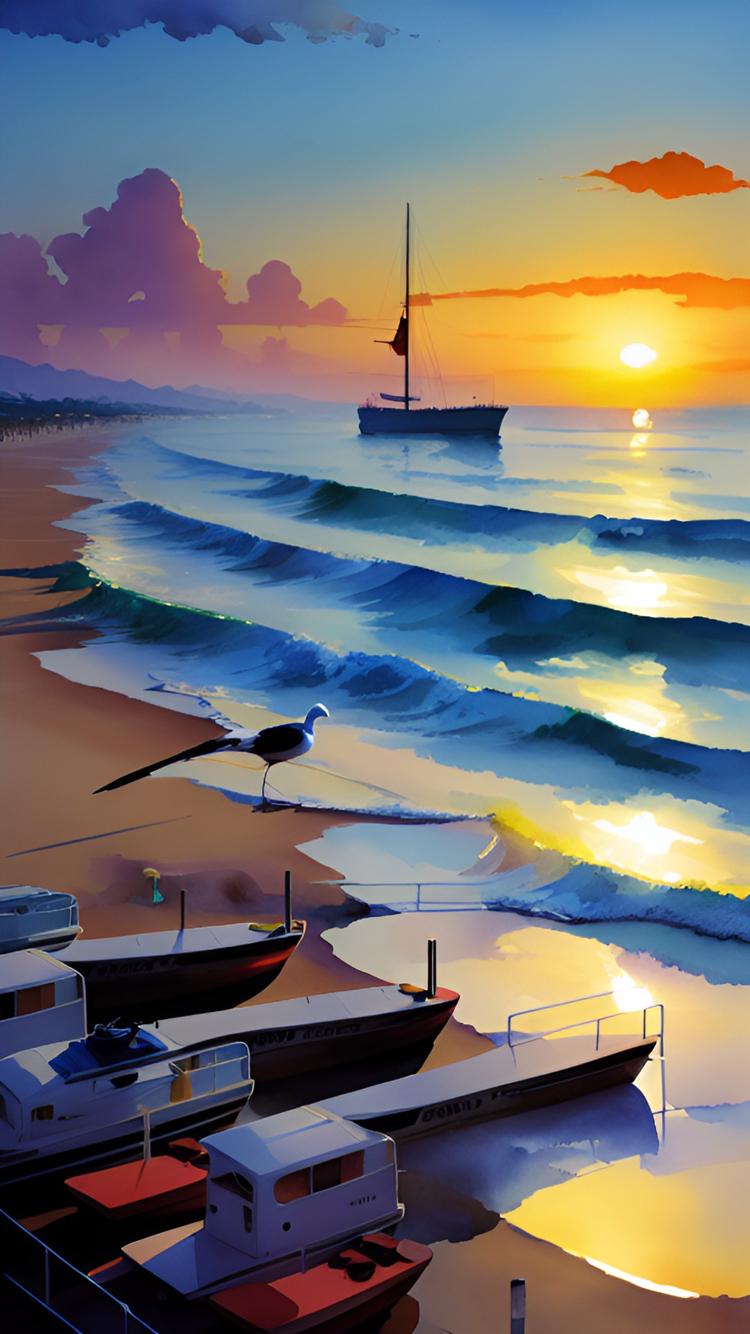 Sunrise 2 - sunrise at the seaside
sun over the ocean
seagulls everywhere
boats
waves
foam preview