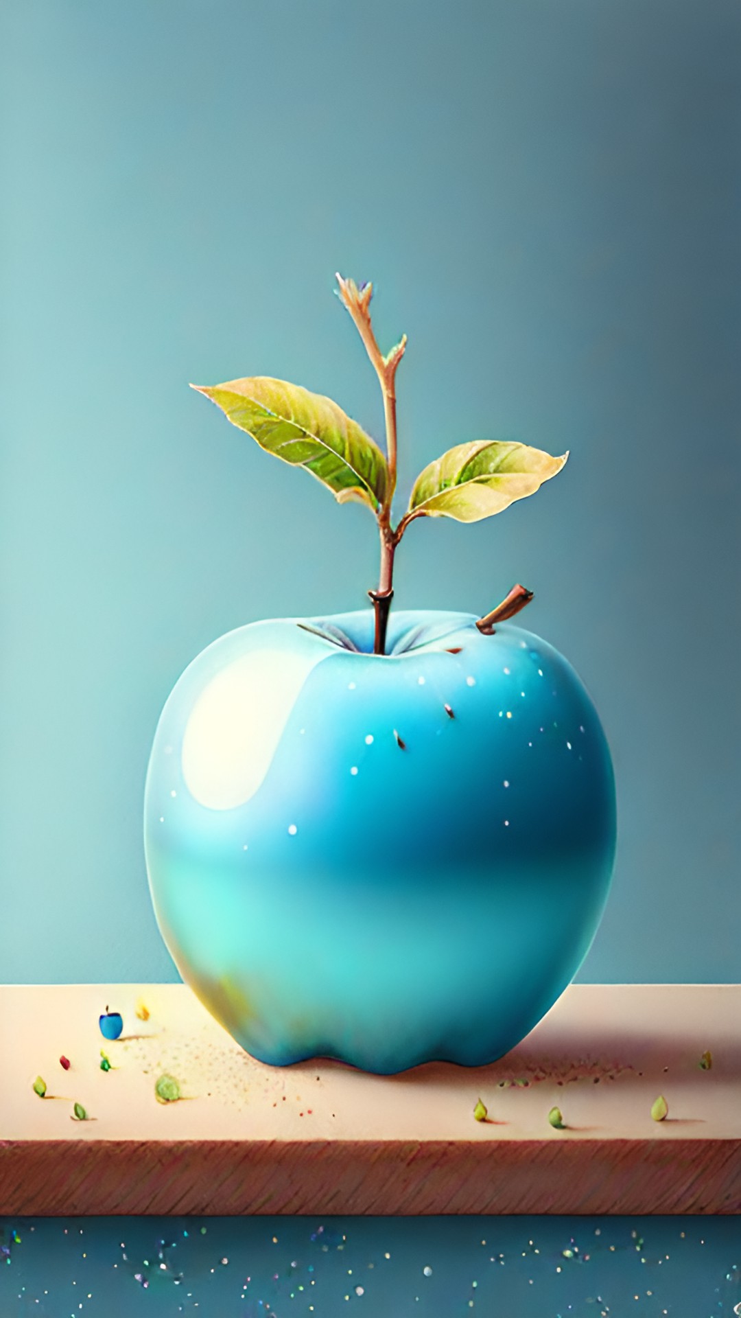 frozen apple on blue table preview