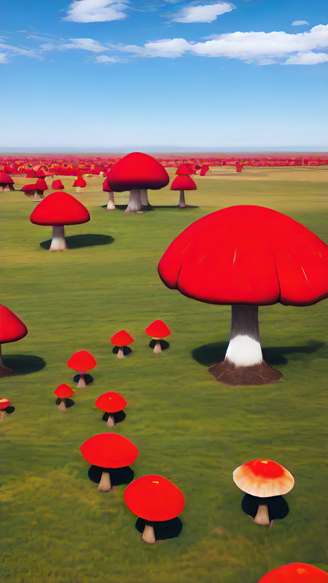 giant red mushrooms holding an antelope preview