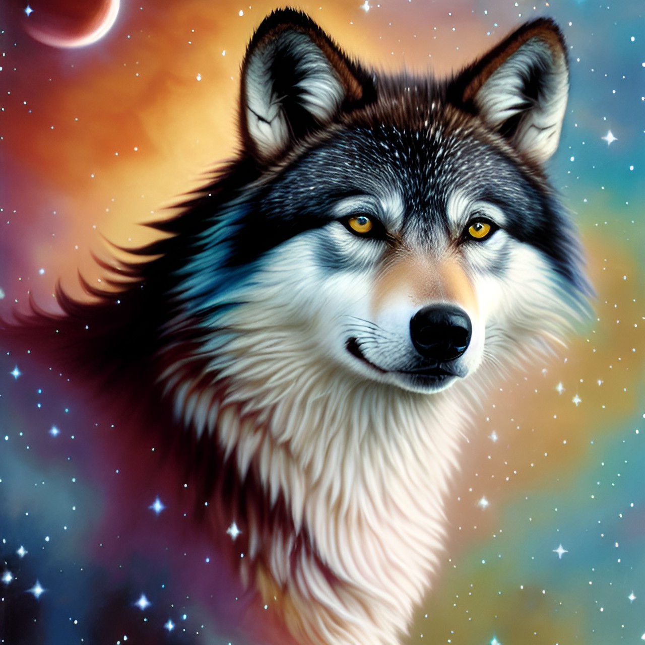 native america little foot near her wolf pastel colors, snow galaxy preview