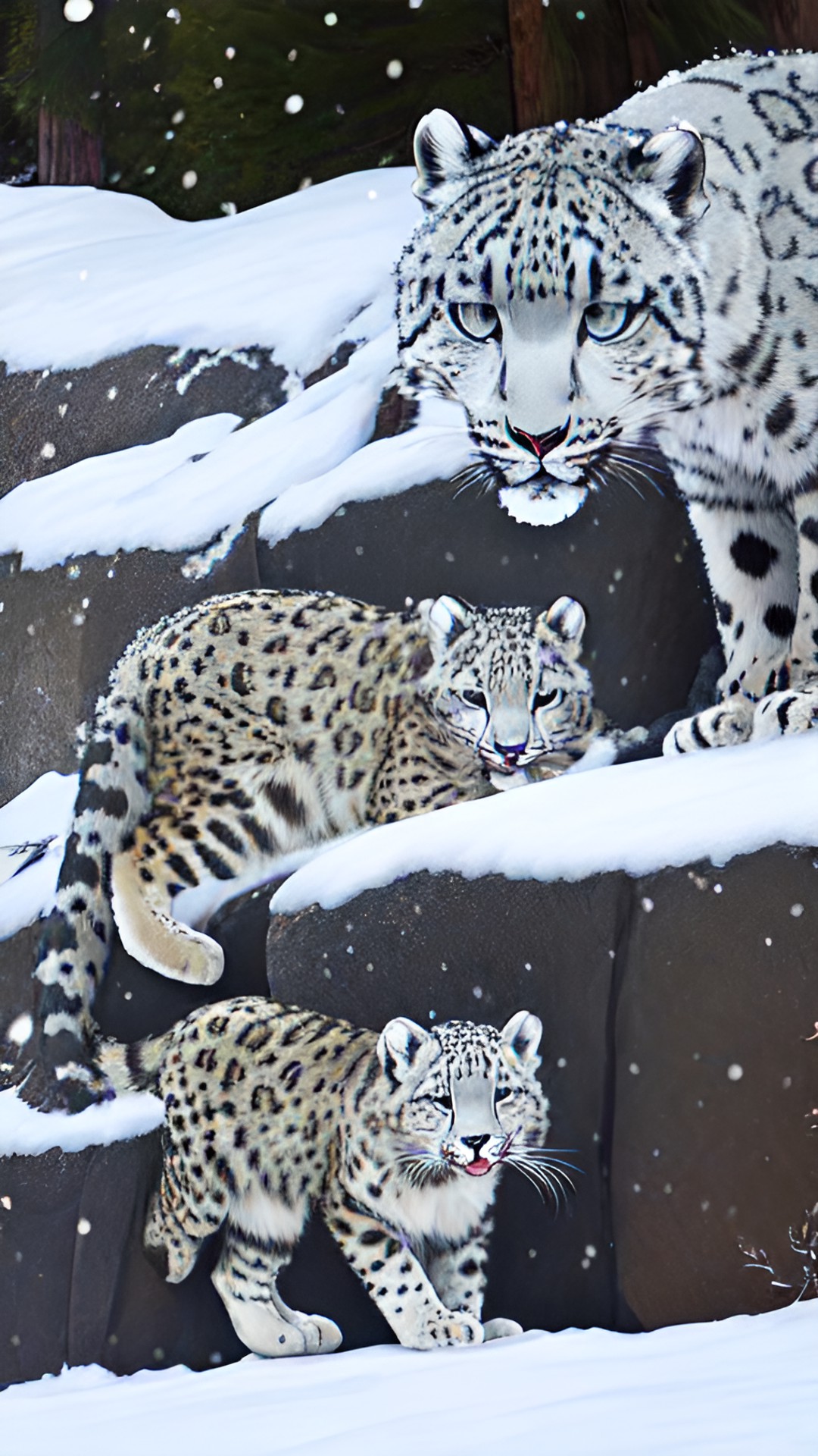 snow leopards on the snowy mountains preview