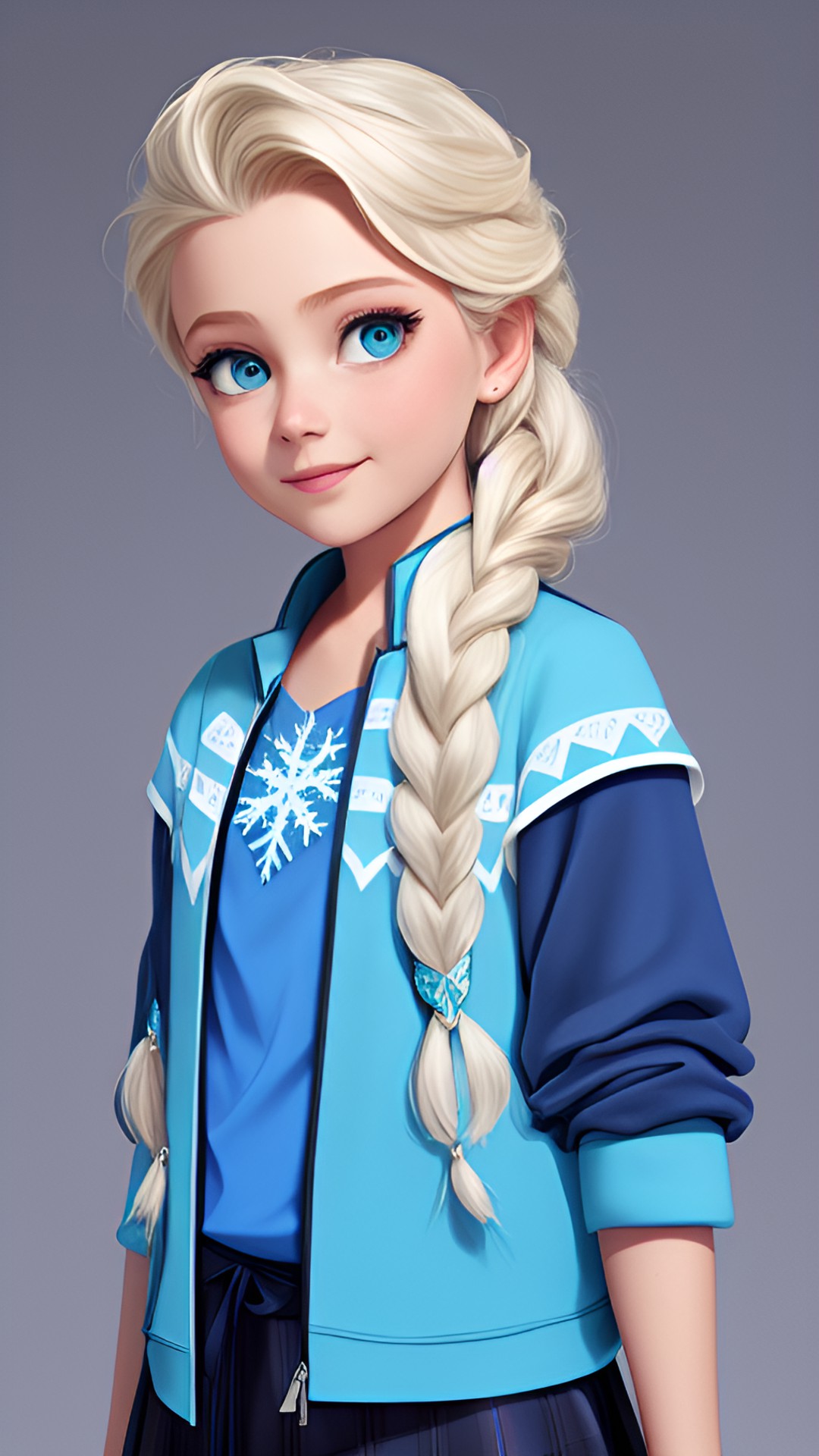 elsa from frozen as a modern child wearing modern clothes preview