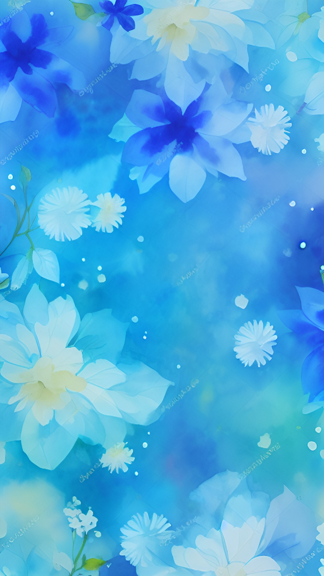 watercolor flowers on selected background preview