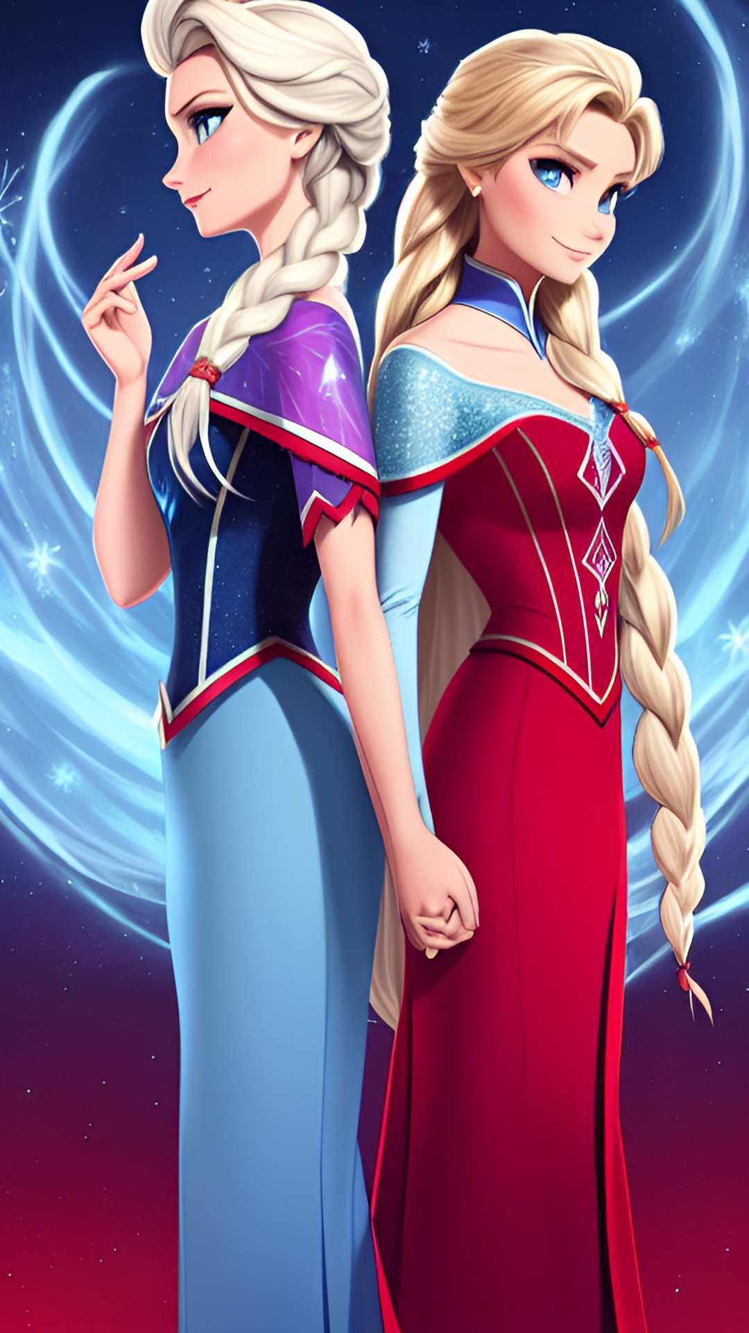 elsa from frozen with a twin sister that how's lava powers powers wearing modern red clothes preview