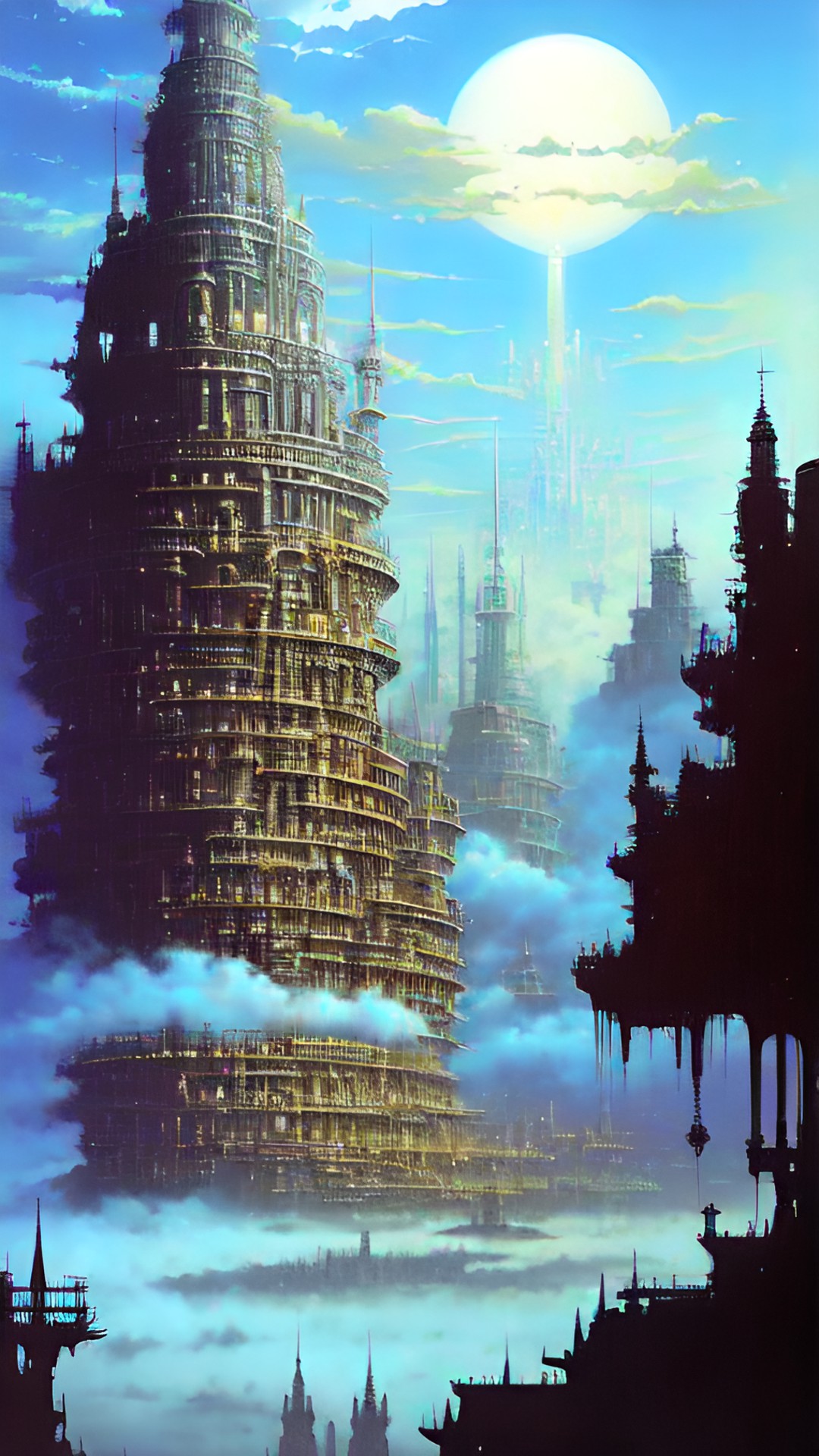 a city floating in the clouds preview