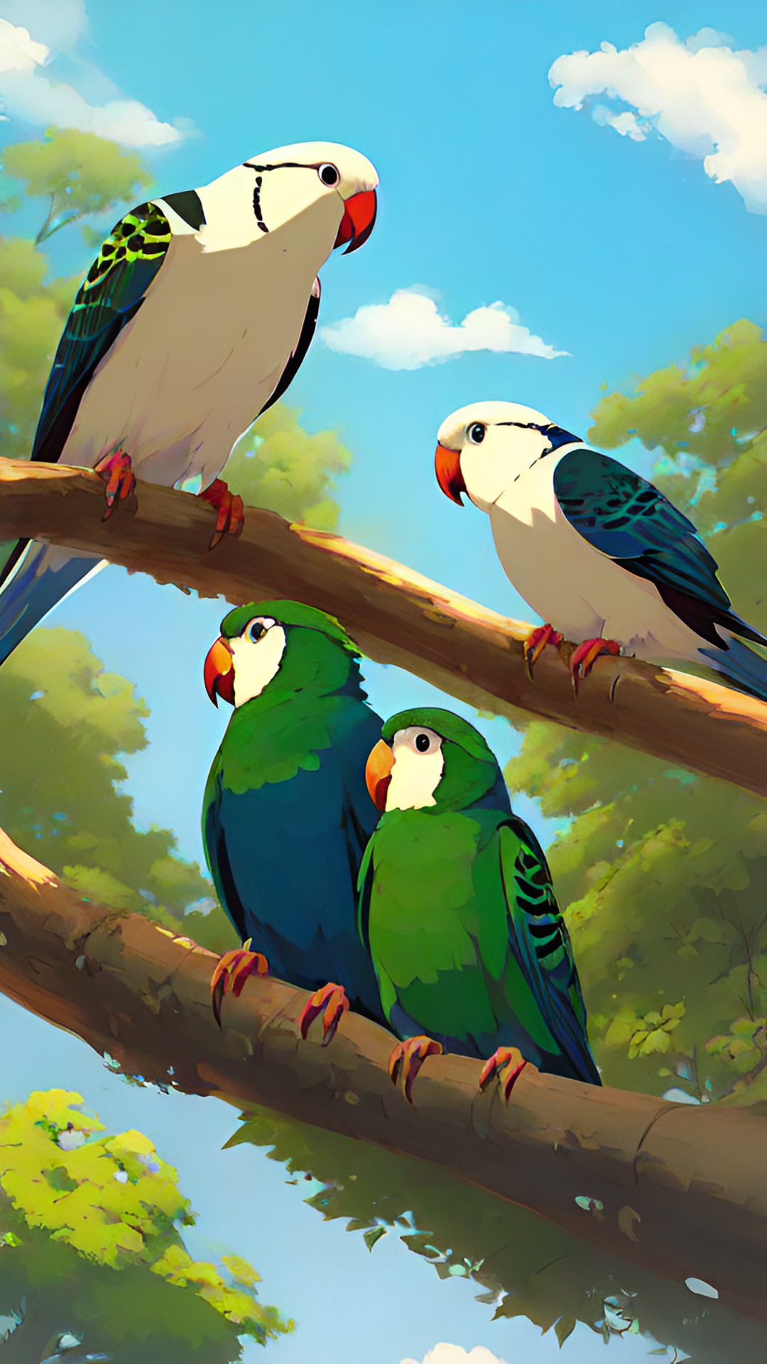 4 birds - cute parakeet preview