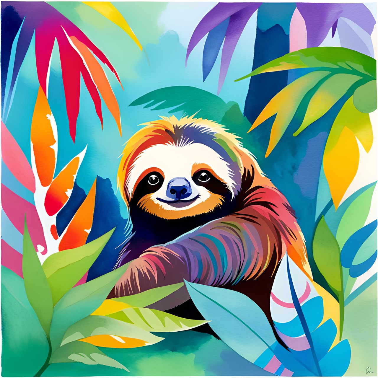 Sloth Energy - sloth in the jungle, cute, colorful preview